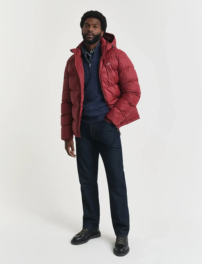 GANT - COTTON CABLE HALF ZIP - hálfrenndar peysur - dark jeansblue melange - 4