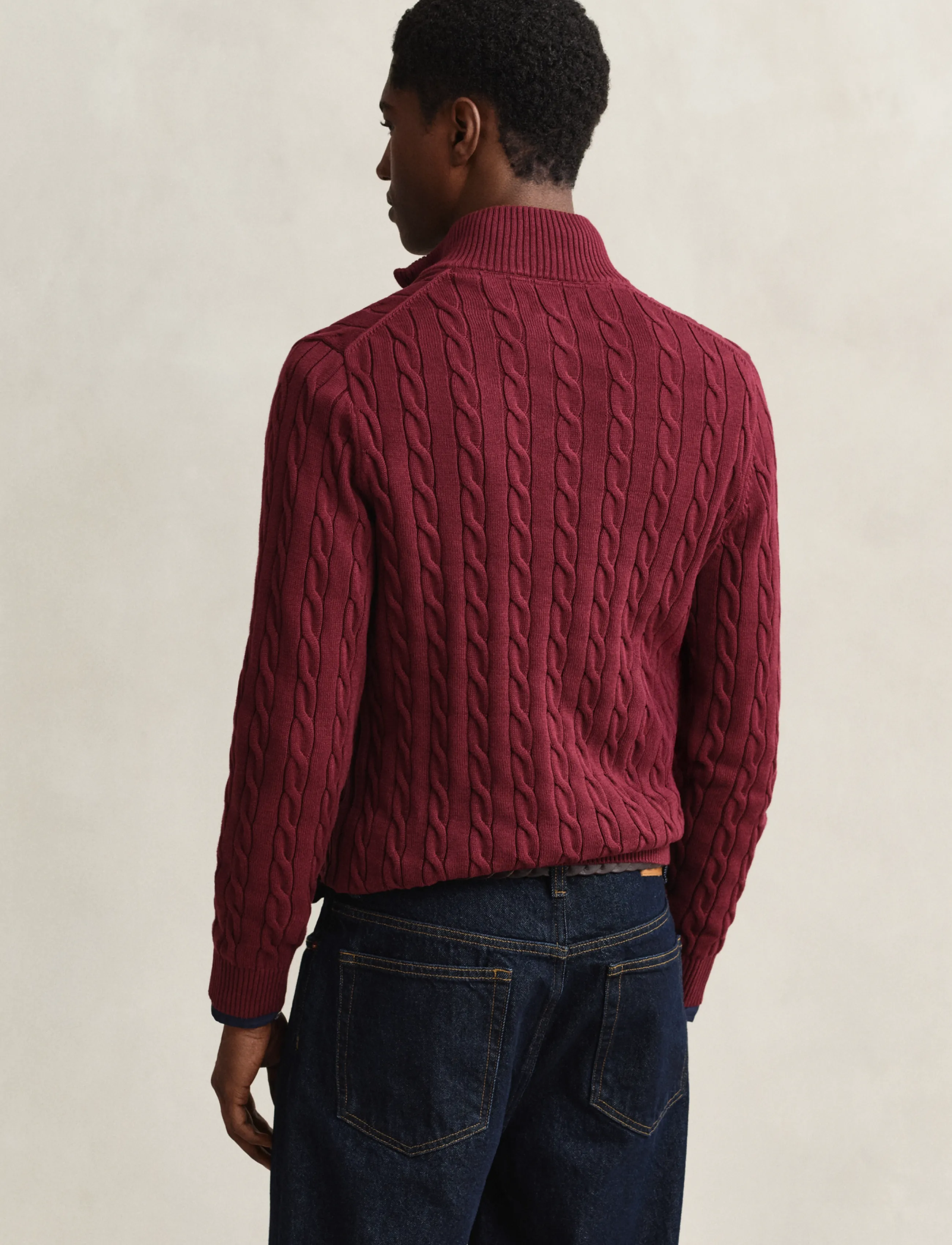 Gant - Cable Knit Half-Zip Sweater - pullover mit halbem reißverschluss - deep grape wine - 2