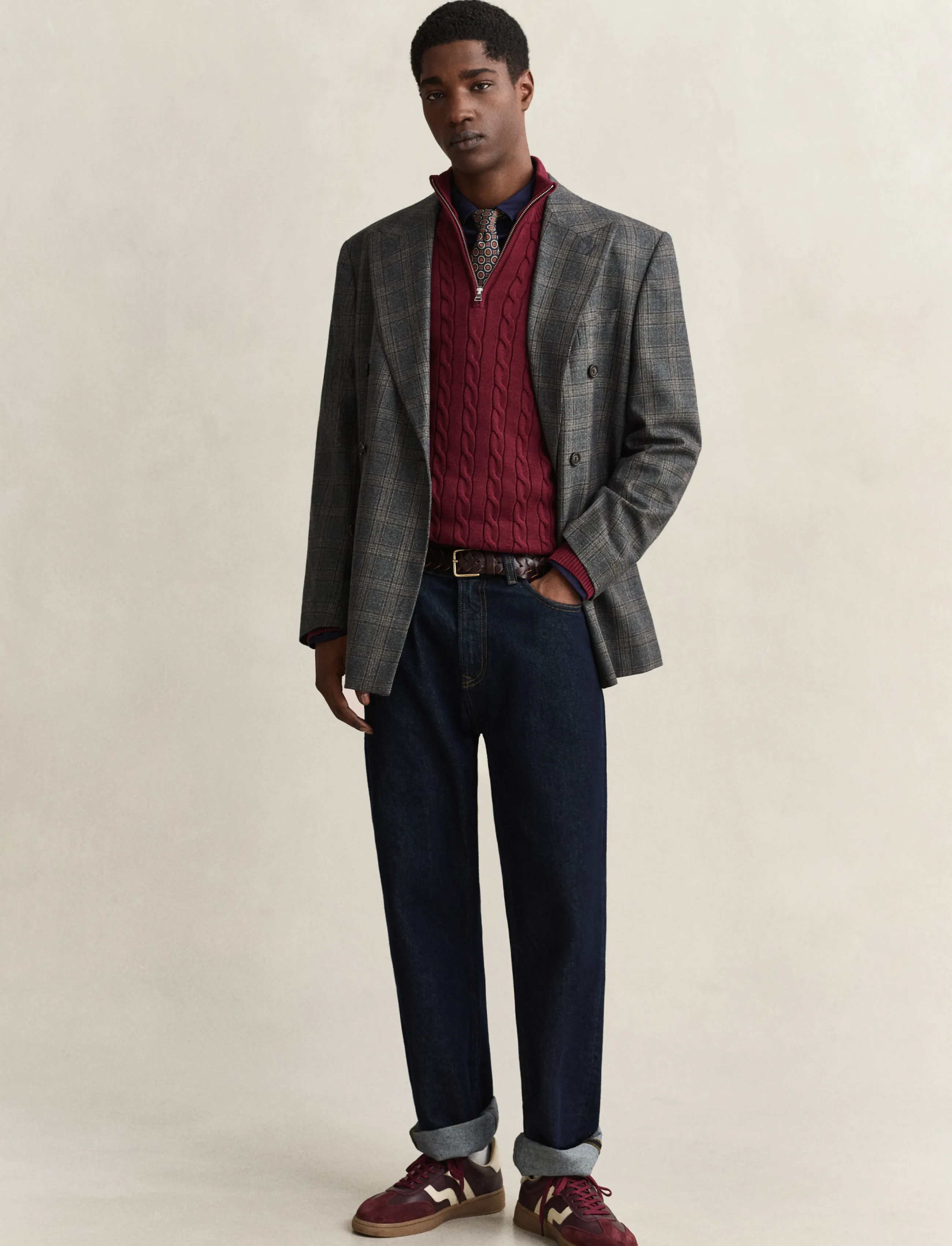 Gant - Cable Knit Half-Zip Sweater - pullover mit halbem reißverschluss - deep grape wine - 4