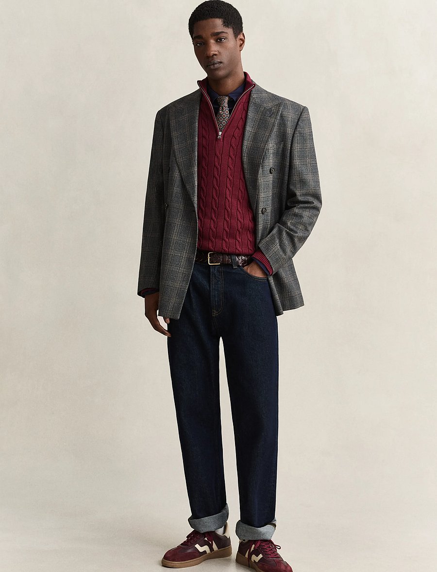 Gant - Cable Knit Half-Zip Sweater - pullover mit halbem reißverschluss - deep grape wine - 4
