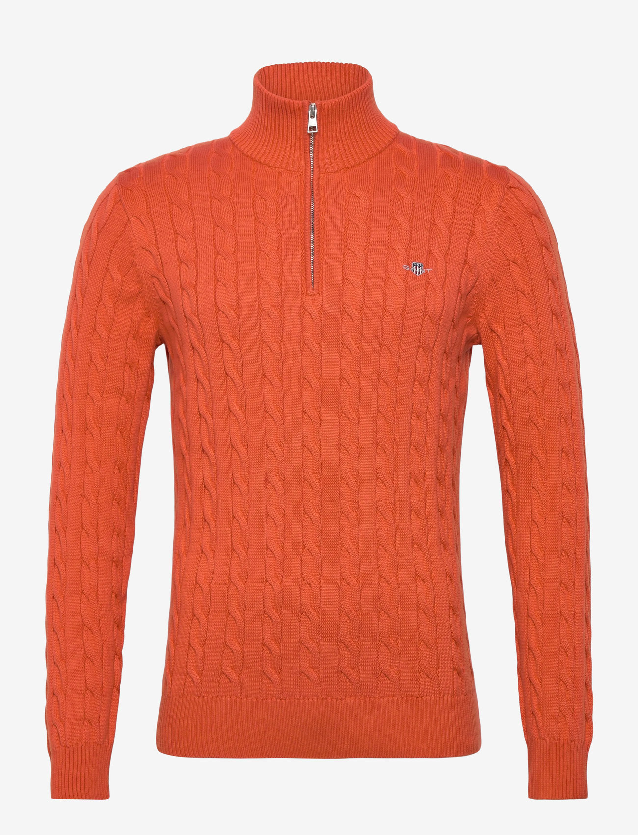 Gant - COTTON CABLE HALF ZIP - pullover mit halbem reißverschluss - deep orange - 0