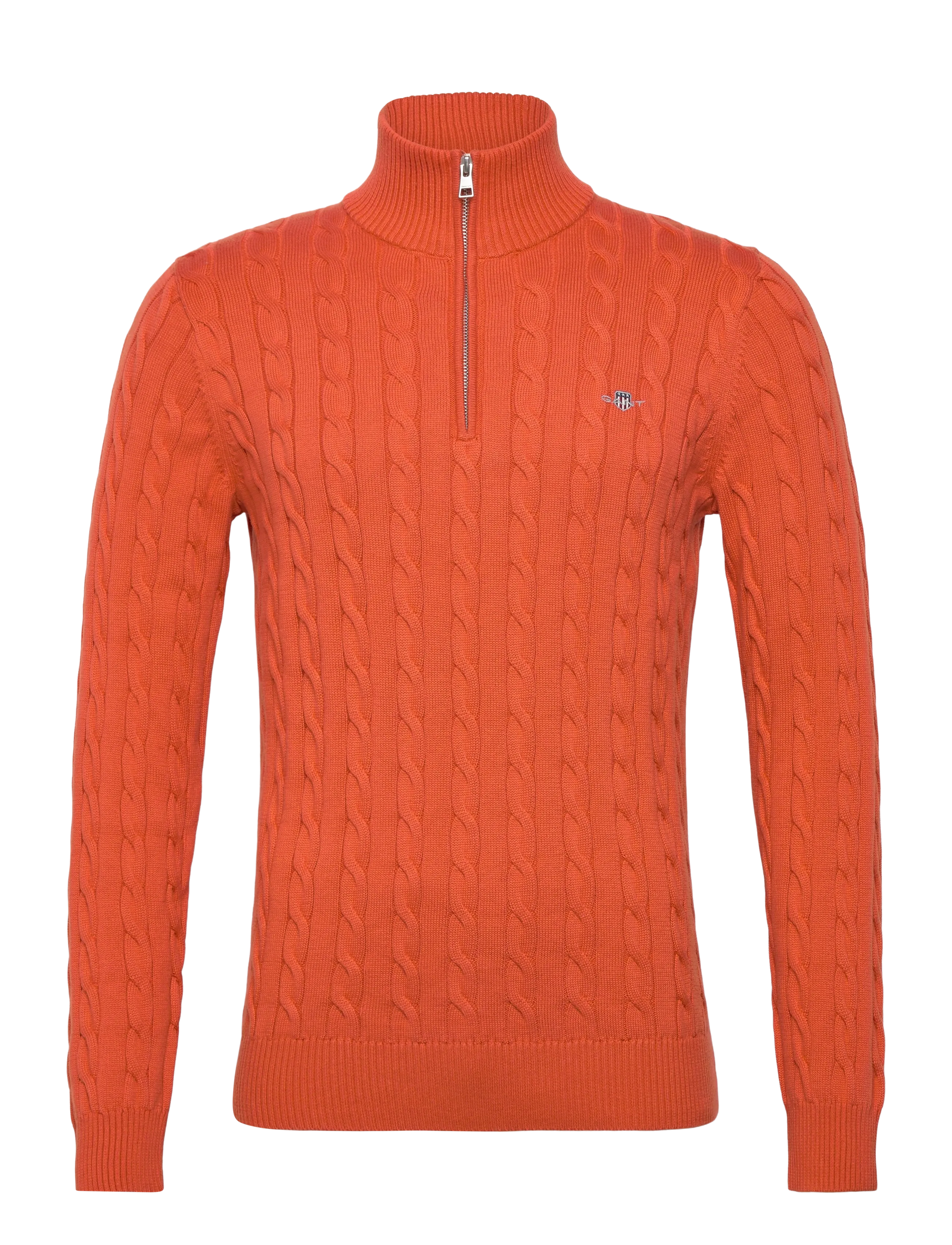 Gant COTTON CABLE HALF ZIP - Strik - DEEP ORANGE / orange