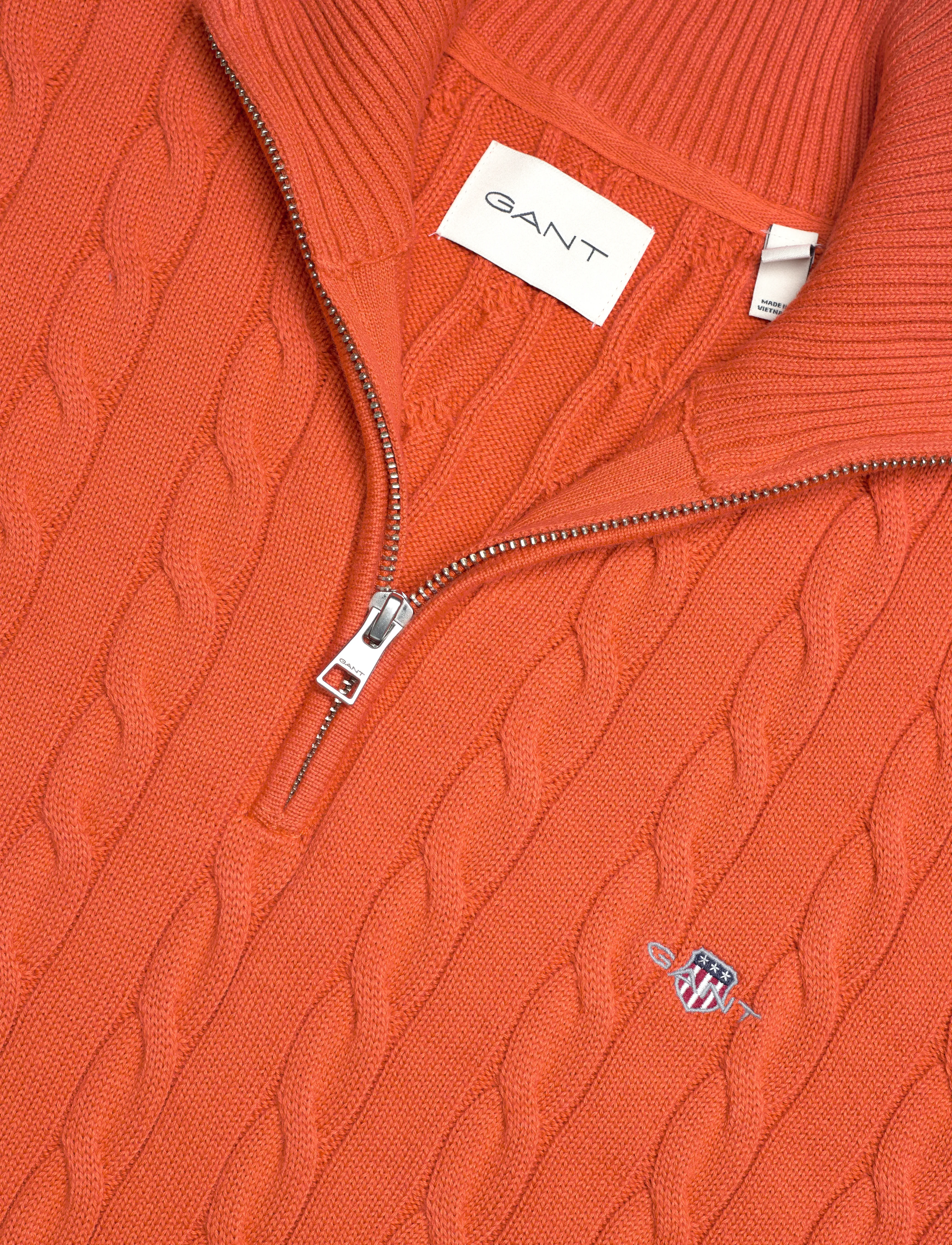 Gant - COTTON CABLE HALF ZIP - truien met halve rits - deep orange - 2