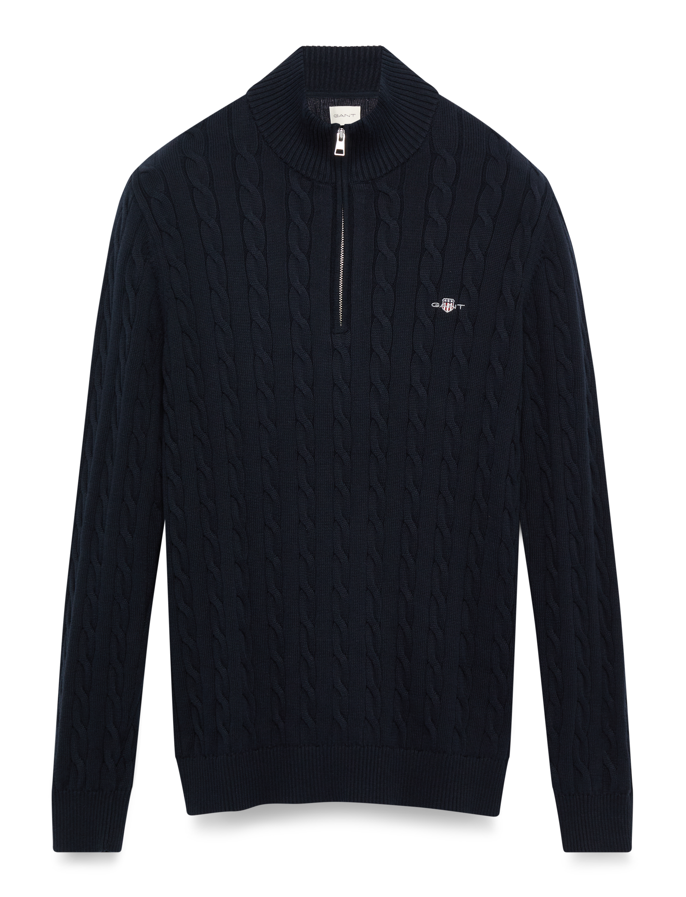COTTON CABLE HALF ZIP - EVENING BLUE