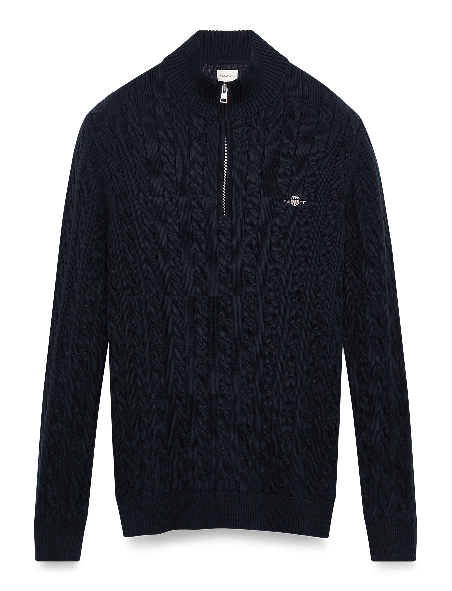 Gant - Cable Knit Half-Zip Sweater - pullover mit halbem reißverschluss - evening blue - 2