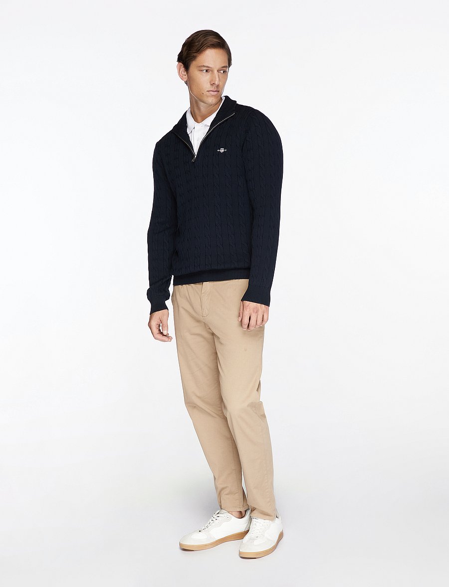 Gant - Cable Knit Half-Zip Sweater - pullover mit halbem reißverschluss - evening blue - 4