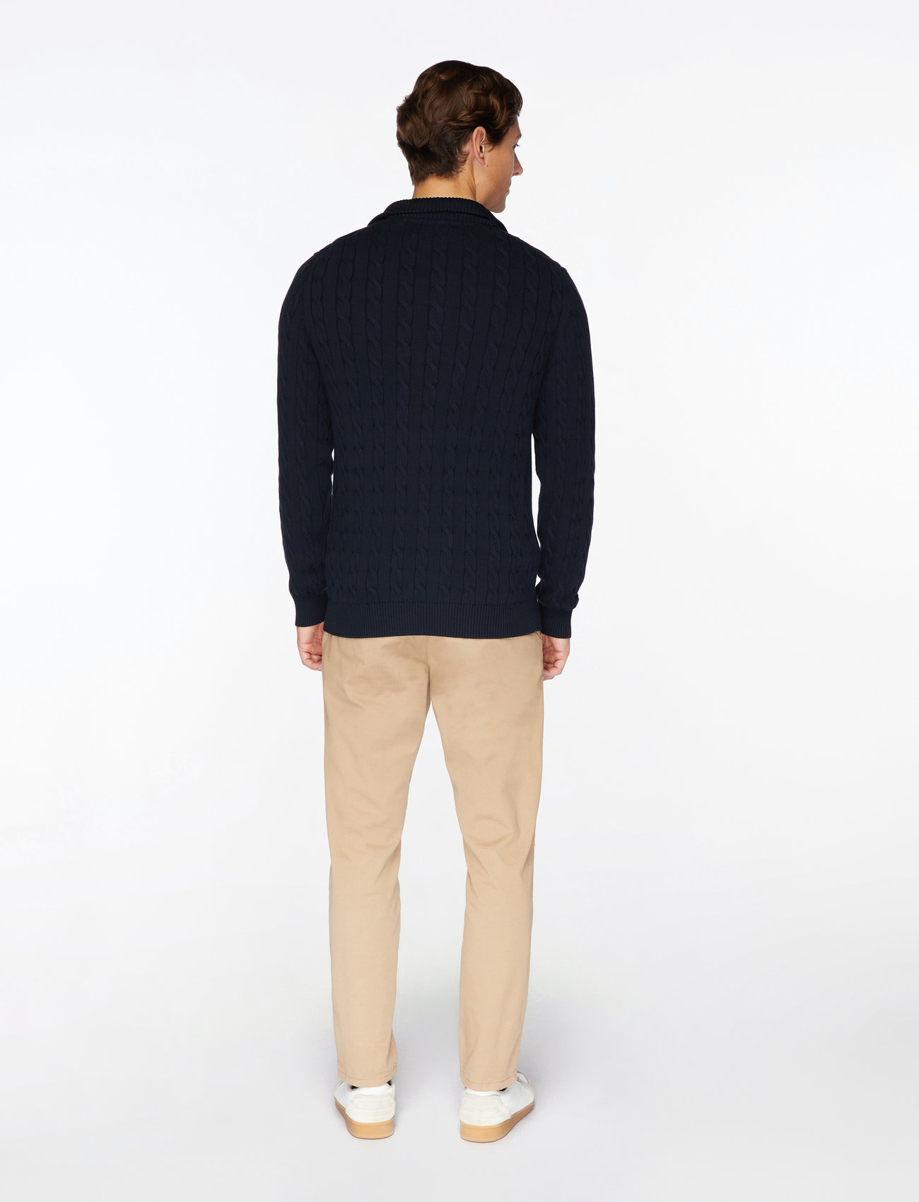 Gant - COTTON CABLE HALF ZIP - pullover mit halbem reißverschluss - evening blue - 5