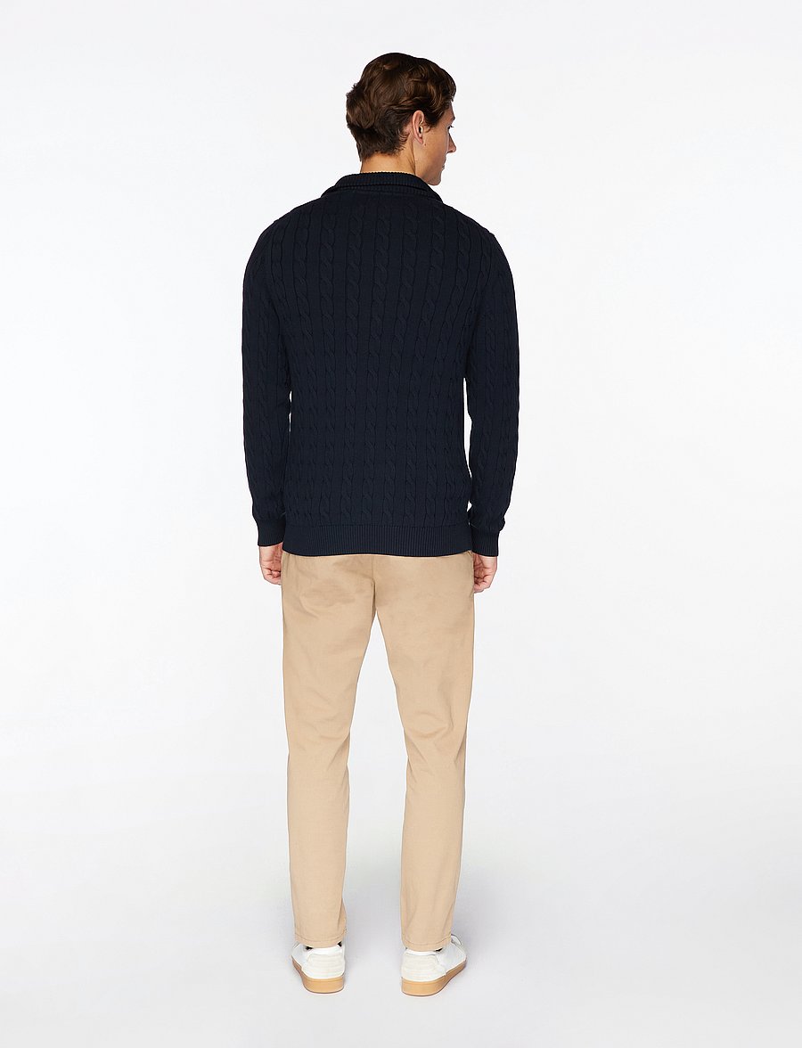 Gant - Cable Knit Half-Zip Sweater - pullover mit halbem reißverschluss - evening blue - 5
