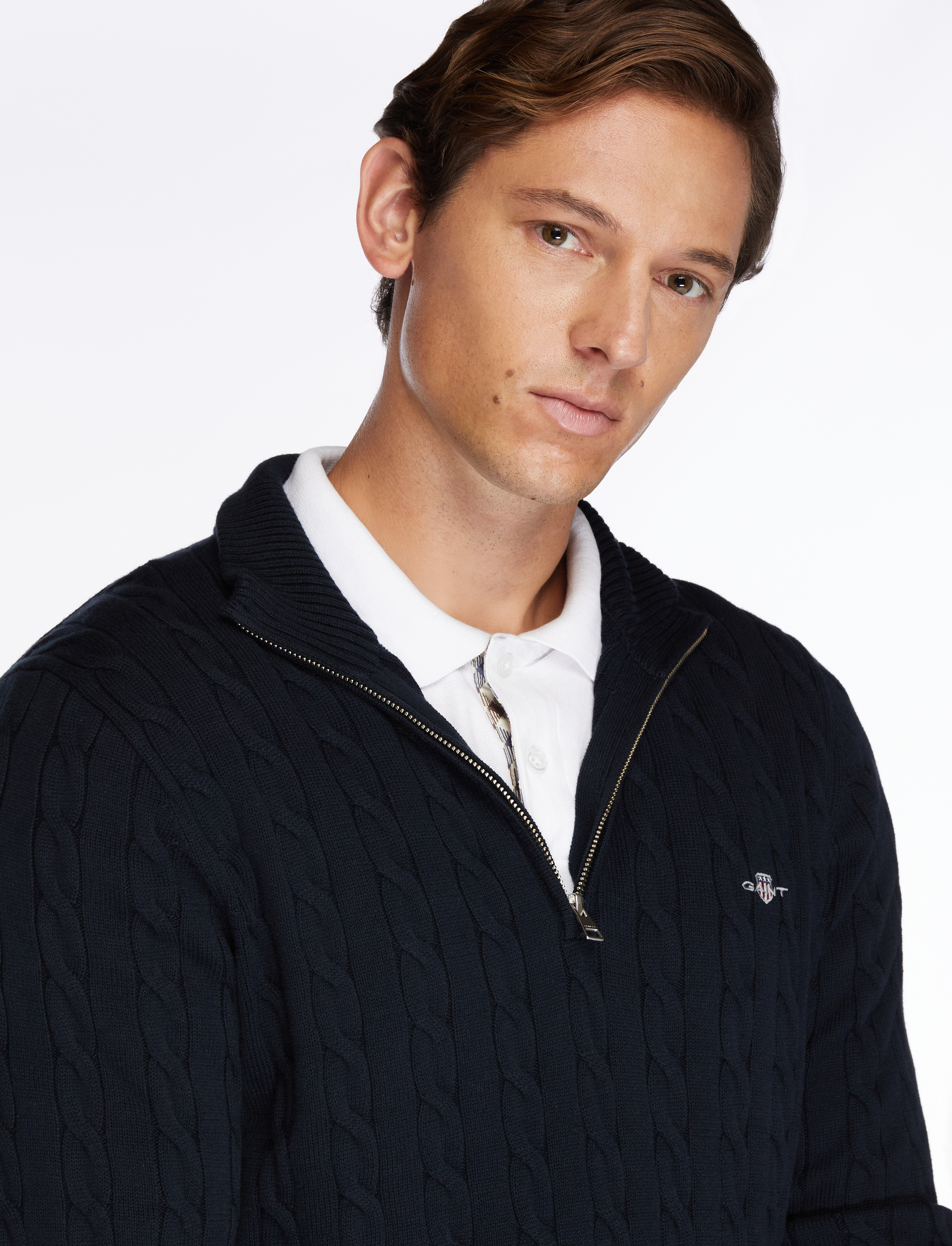 Gant Cable Knit Half-Zip Sweater stickade tröjor herr – bild 6
