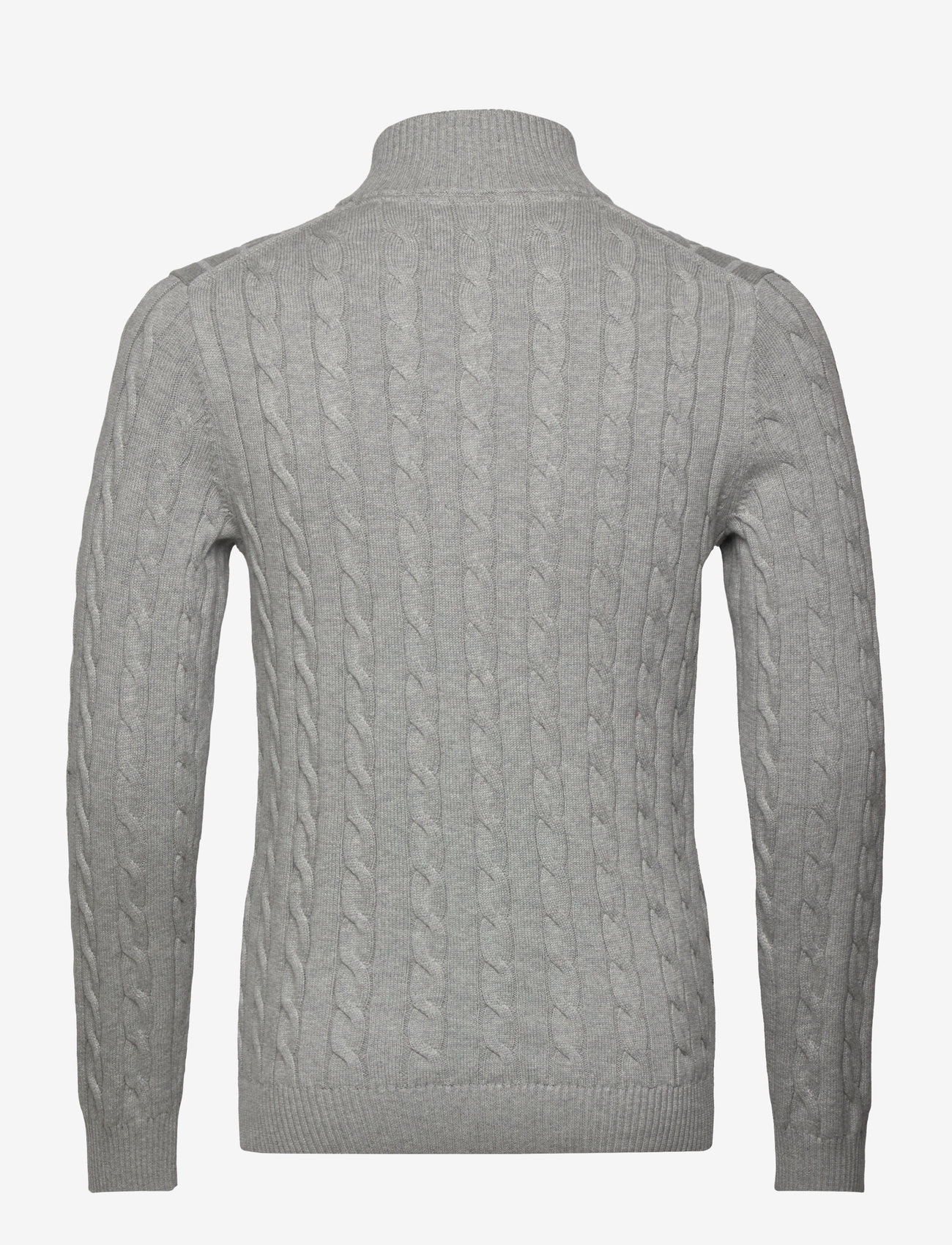 GANT - Cable Knit Half-Zip Sweater - half zip jumpers - grey melange - 2