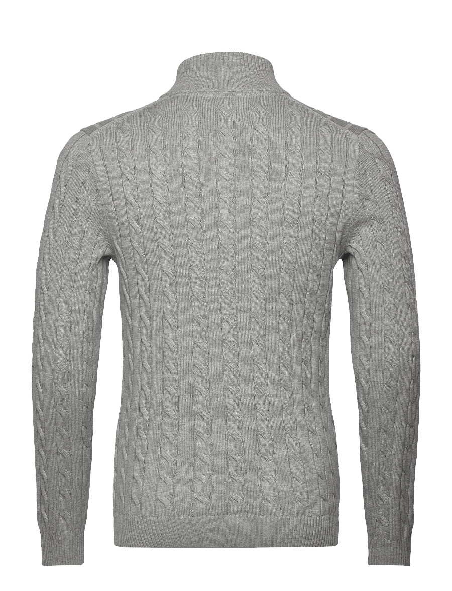 Gant - Cable Knit Half-Zip Sweater - pullover mit halbem reißverschluss - grey melange - 2