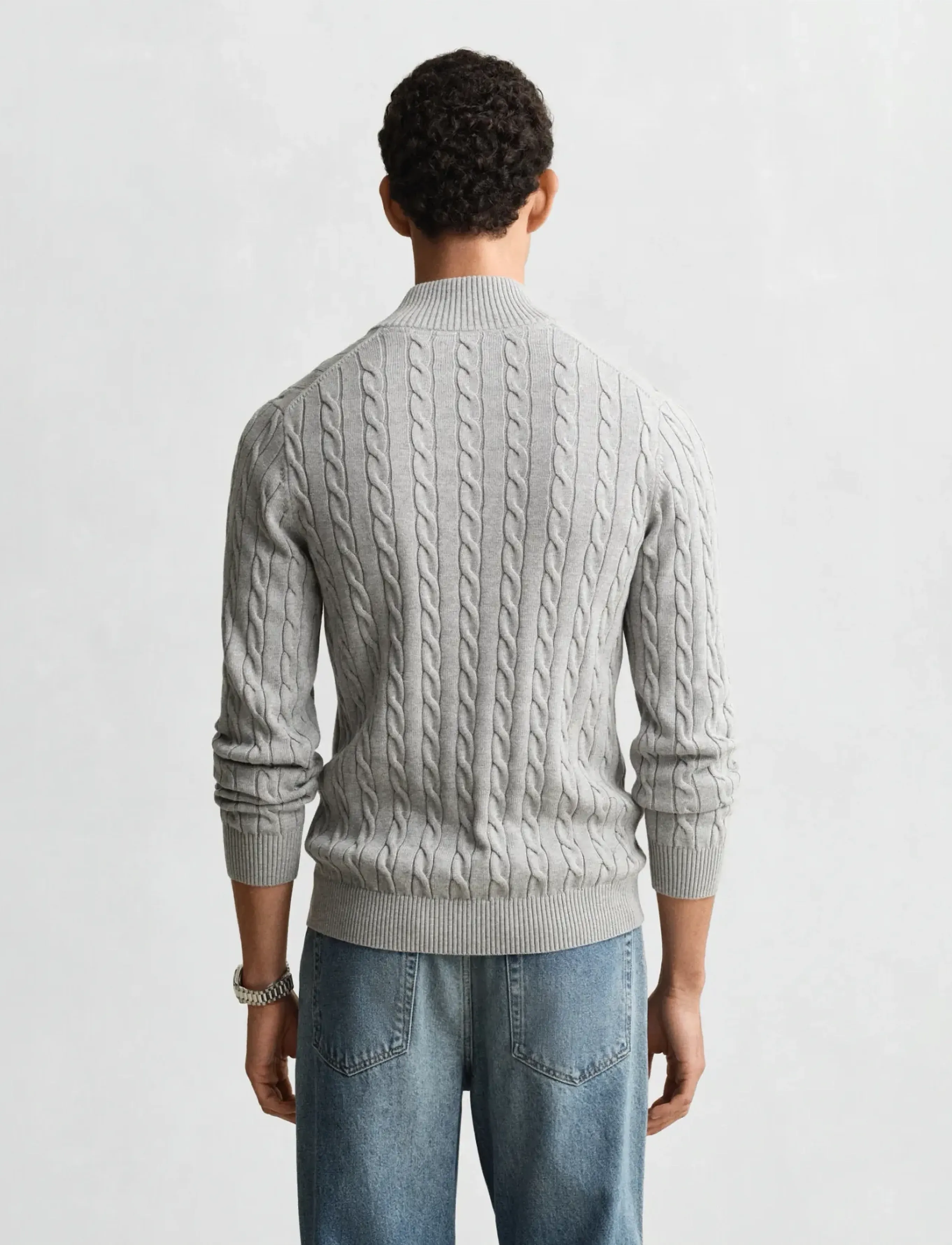 Gant - COTTON CABLE HALF ZIP - tõmblukk-kaelusega džemprid - grey melange - 3