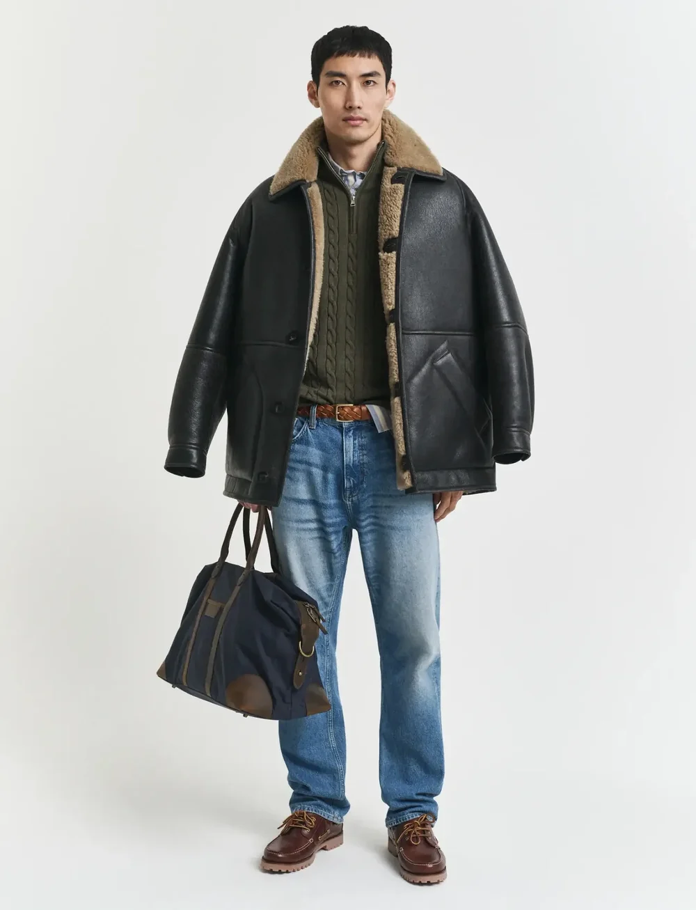 GANT - COTTON CABLE HALF ZIP - tõmblukk-kaelusega dressipluusid - khaki green mel - 4