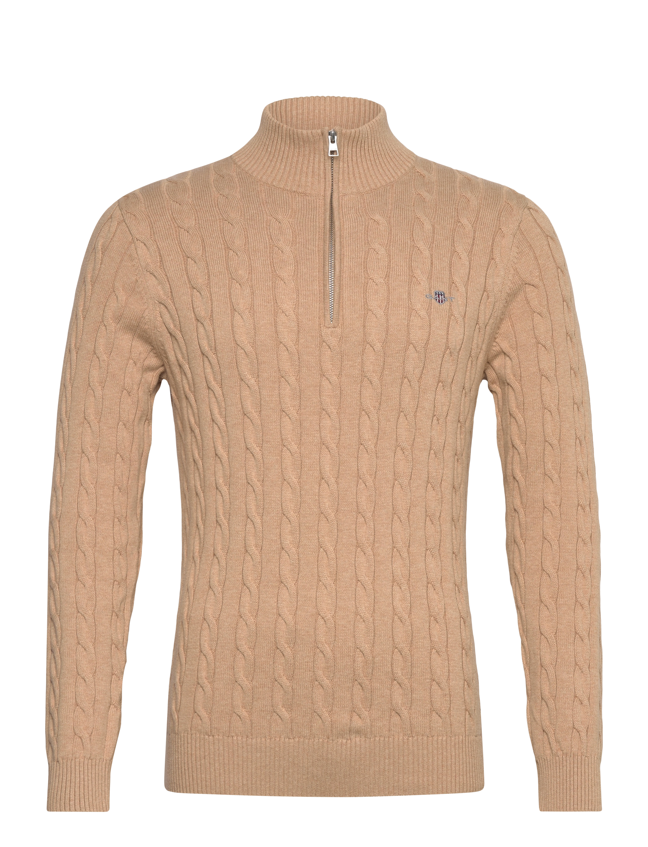 GANT Cable Knit Half-Zip Pullover Beige - M - Herren