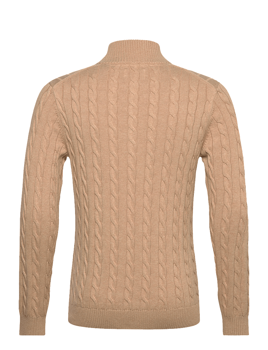 Gant - Cable Knit Half-Zip Sweater - halfzip strik - khaki melange - 2
