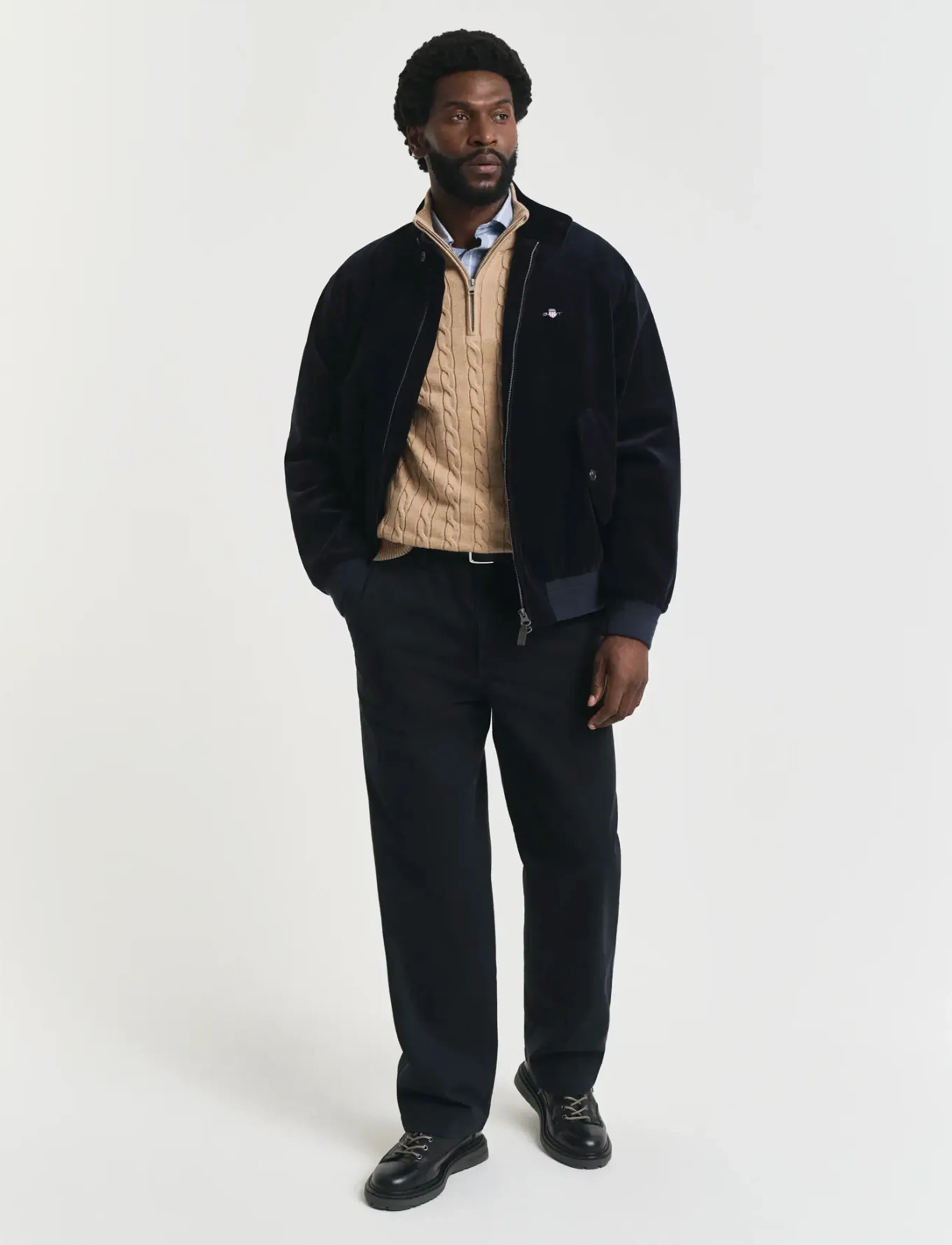 Gant - COTTON CABLE HALF ZIP - pullover mit halbem reißverschluss - khaki melange - 5