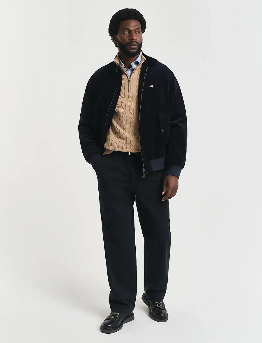 Gant - Cable Knit Half-Zip Sweater - halfzip strik - khaki melange - 5