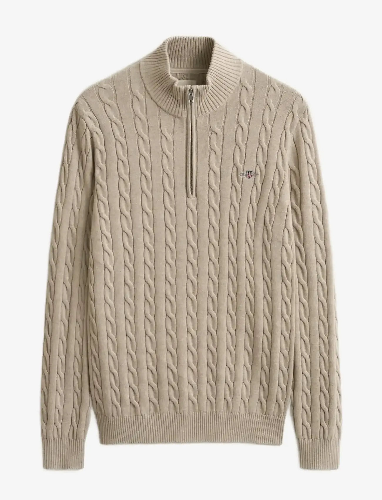 GANT - COTTON CABLE HALF ZIP - half zip-tröjor - oat melange - 1