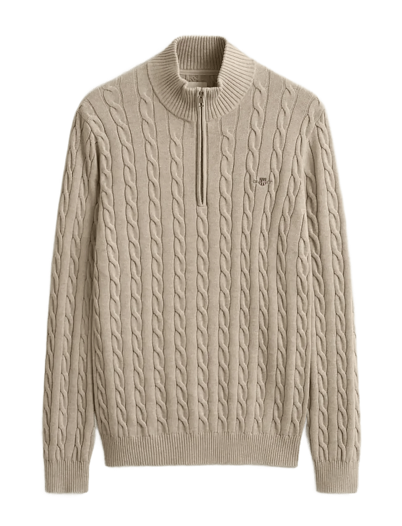 GANT - COTTON CABLE HALF ZIP - half zip-tröjor - oat melange - 1