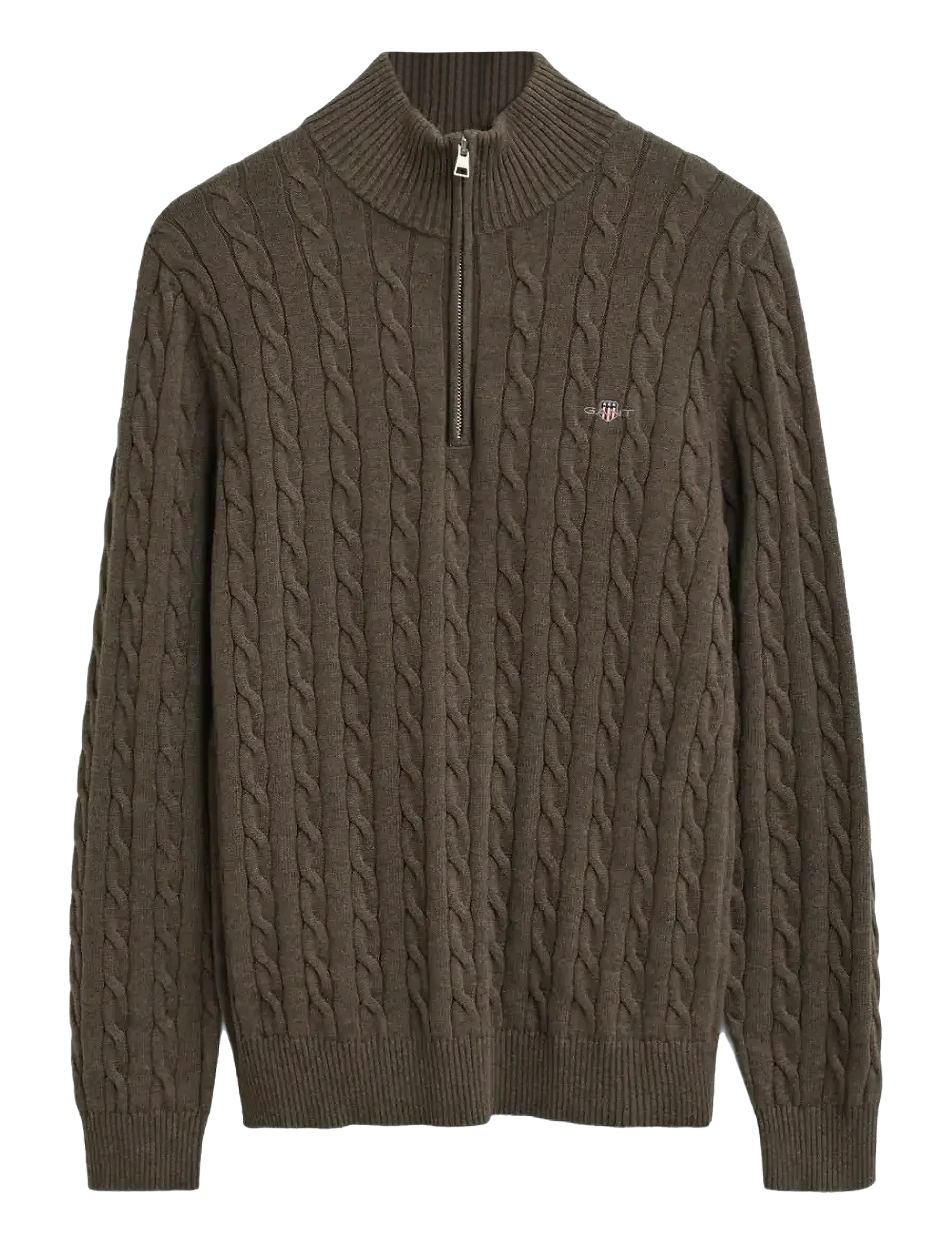 GANT Cable Knit Half-Zip Pullover Khaki - S - Herren