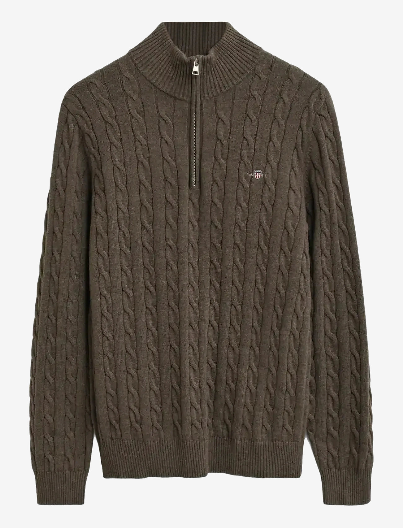 Gant - COTTON CABLE HALF ZIP - pullover mit halbem reißverschluss - seawood melange - 1
