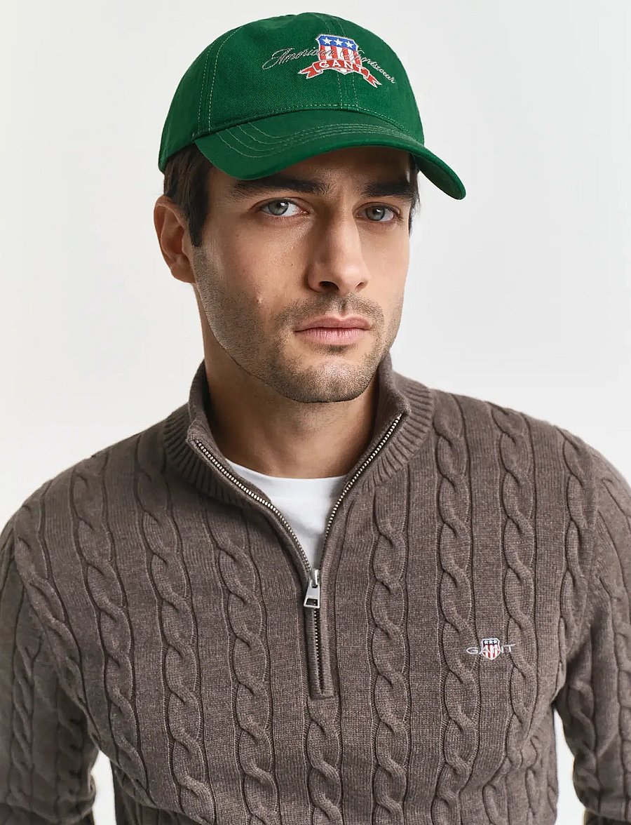 Gant - Cable Knit Half-Zip Sweater - halfzip strik - seawood melange - 3