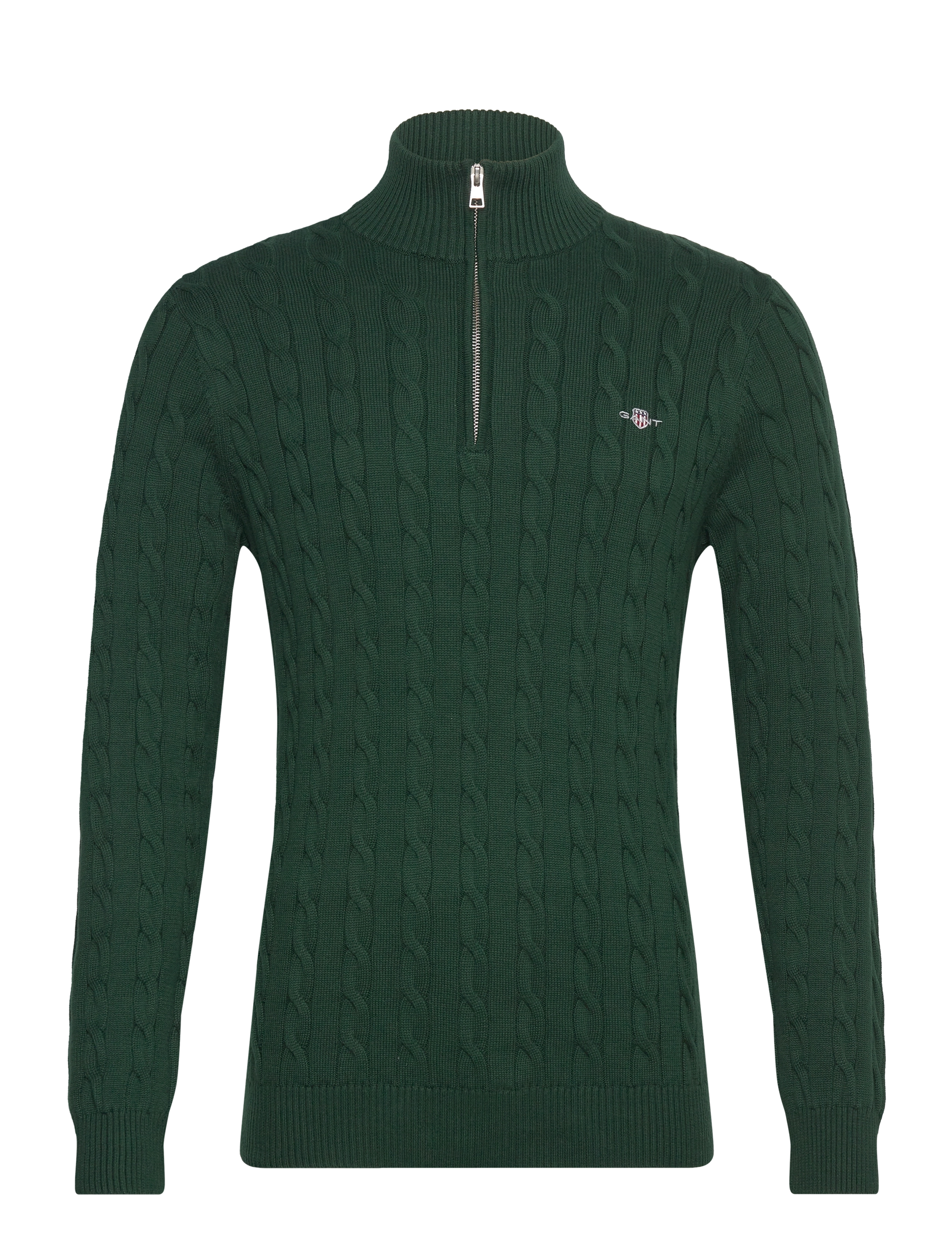 Gant Cable Knit Half-Zip Sweater - Strickmode - TARTAN GREEN / green