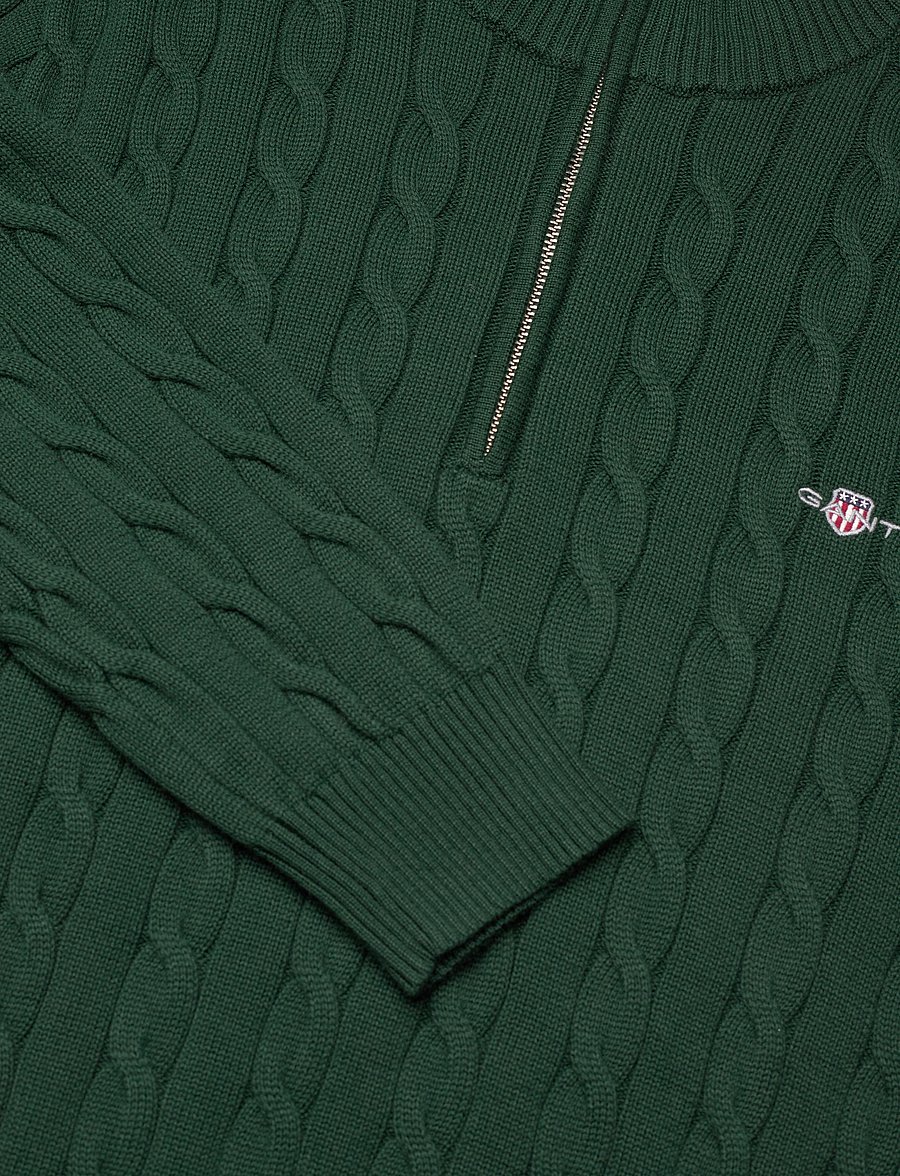 Gant - Cable Knit Half-Zip Sweater - pullover mit halbem reißverschluss - tartan green - 5