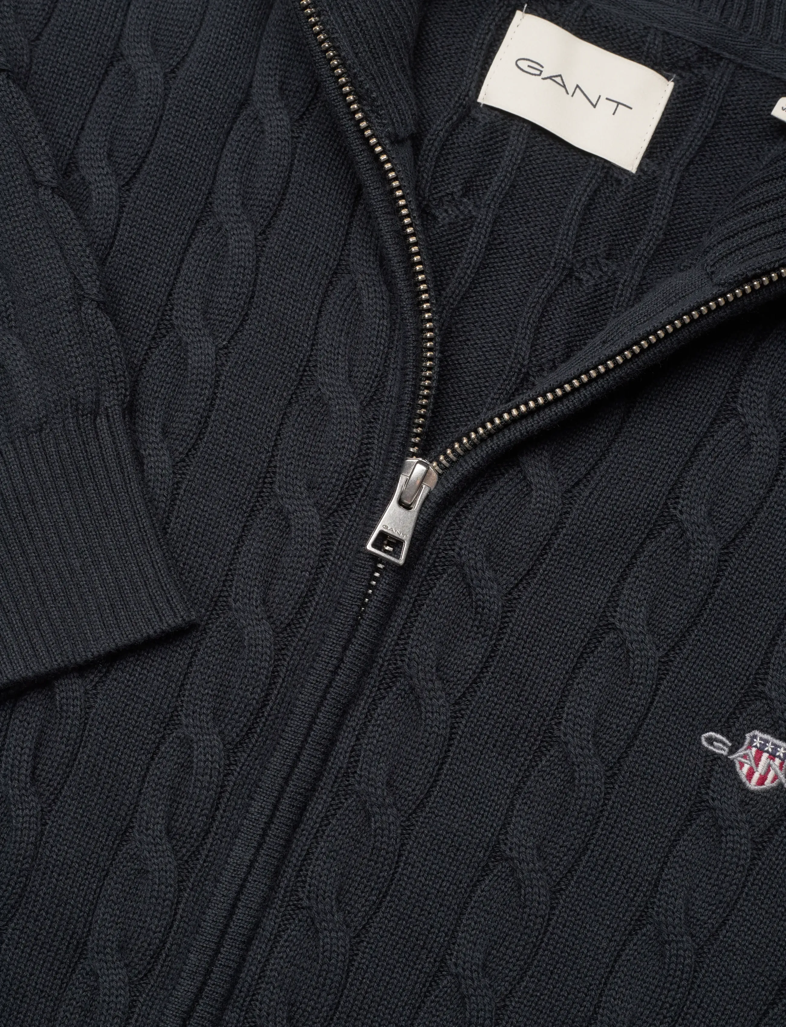 GANT - COTTON CABLE ZIPPED CARDIGAN - evening blue - 2
