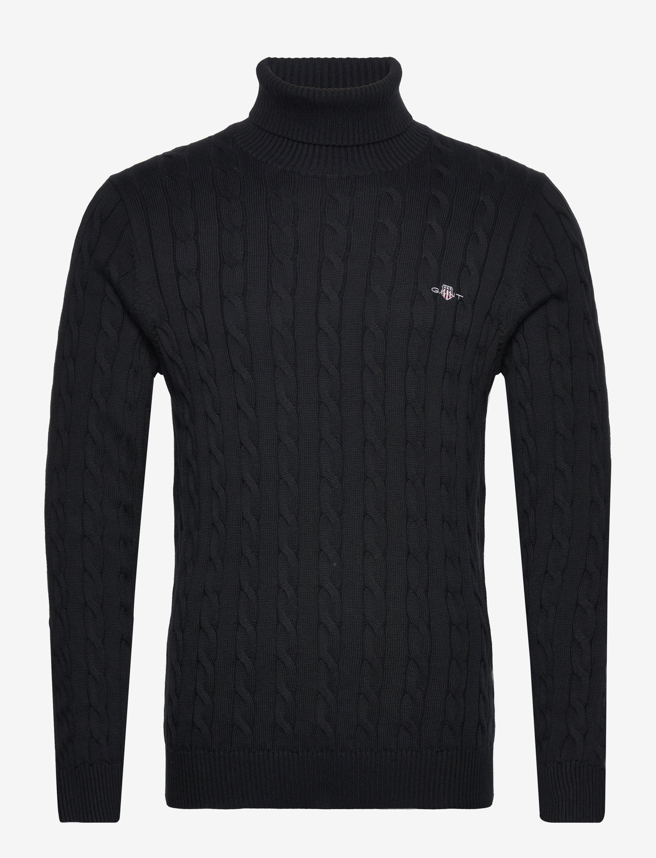 GANT - COTTON CABLE TURTLE NECK - rullekraver - black - 1
