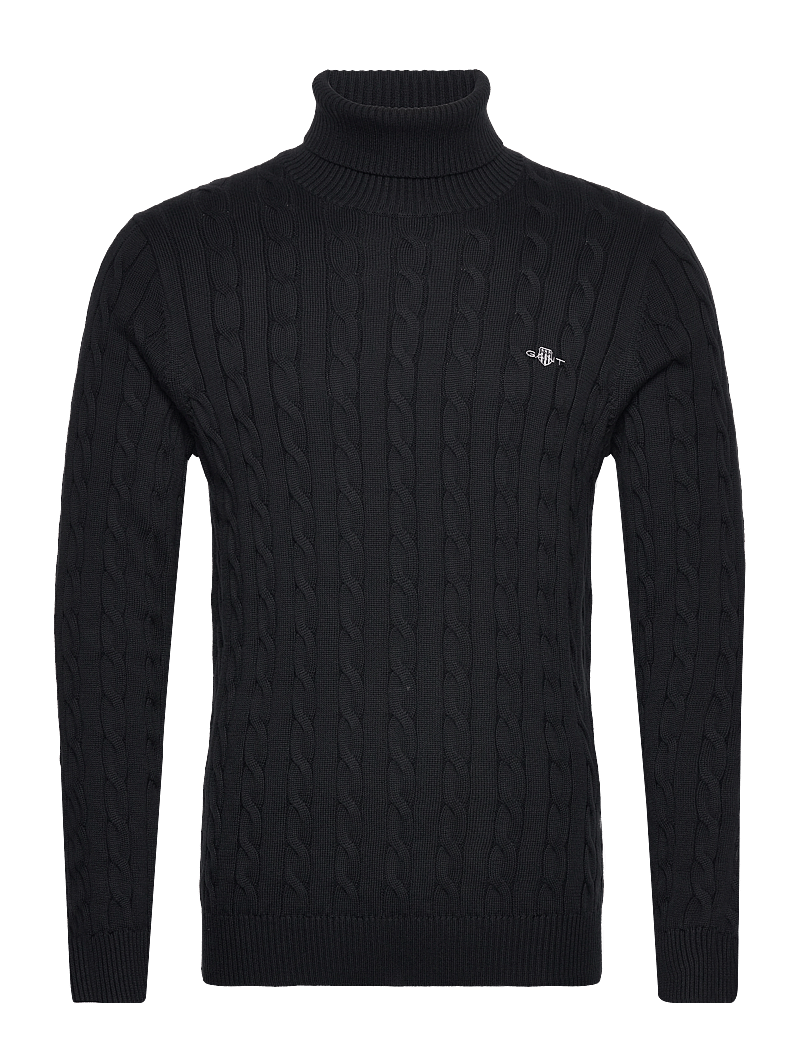 GANT - COTTON CABLE TURTLE NECK - kõrge kaelusega džemprid - black - 1