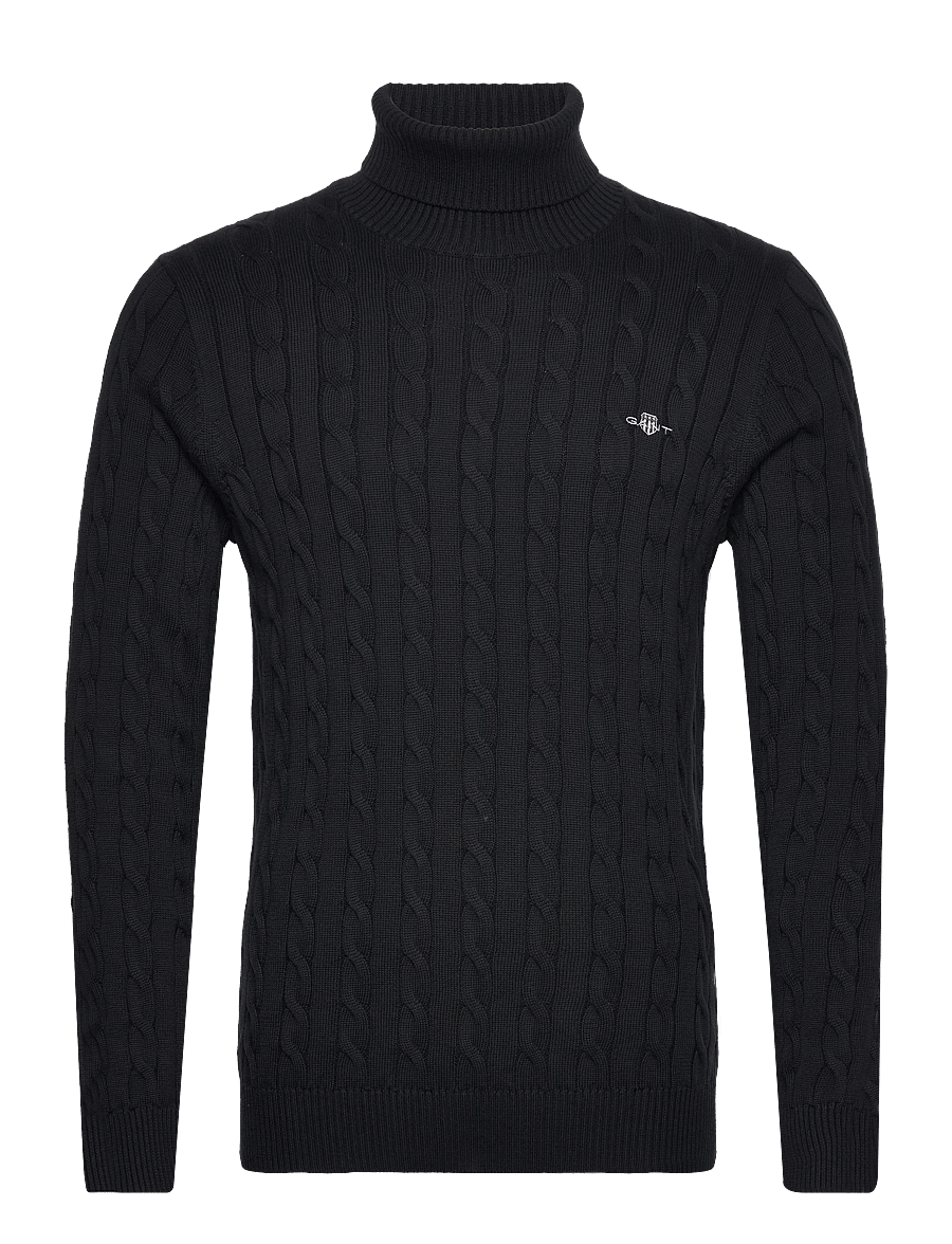 Gant - COTTON CABLE TURTLE NECK - kõrge kaelusega - black - 1
