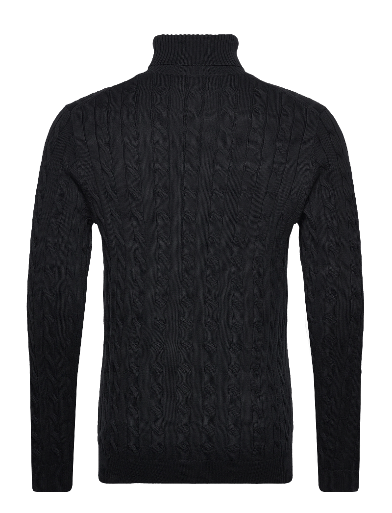 GANT - COTTON CABLE TURTLE NECK - kõrge kaelusega džemprid - black - 2