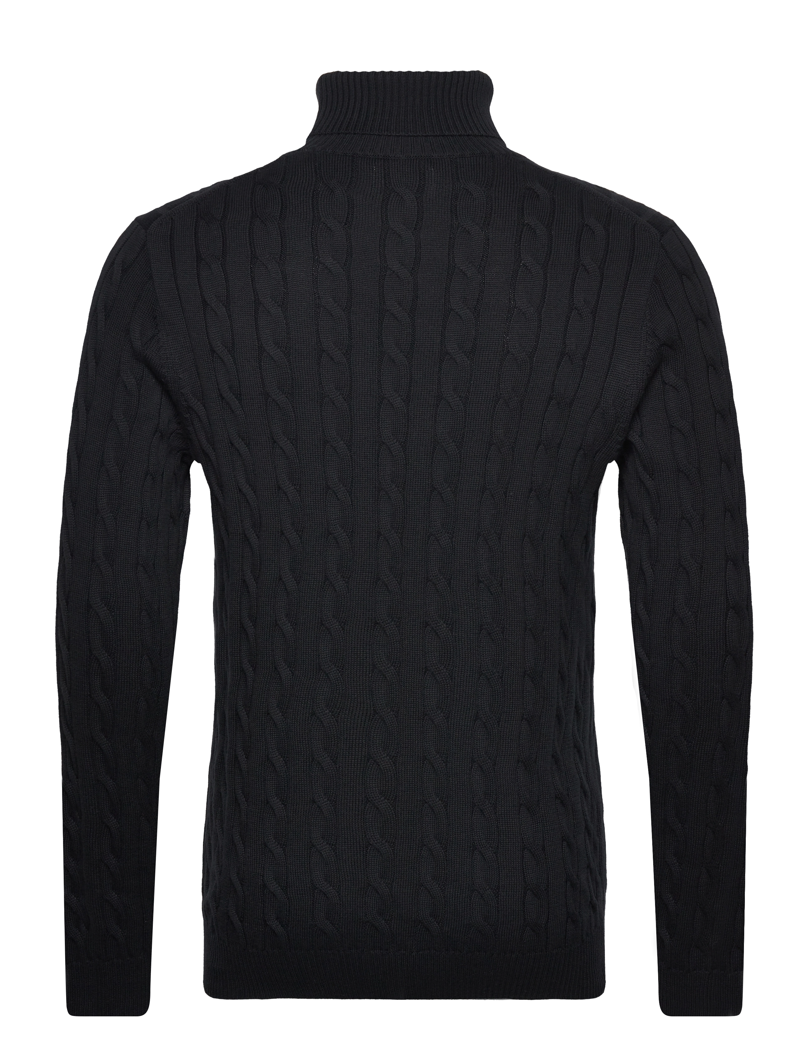 Gant - COTTON CABLE TURTLE NECK - kõrge kaelusega džemprid - black - 2