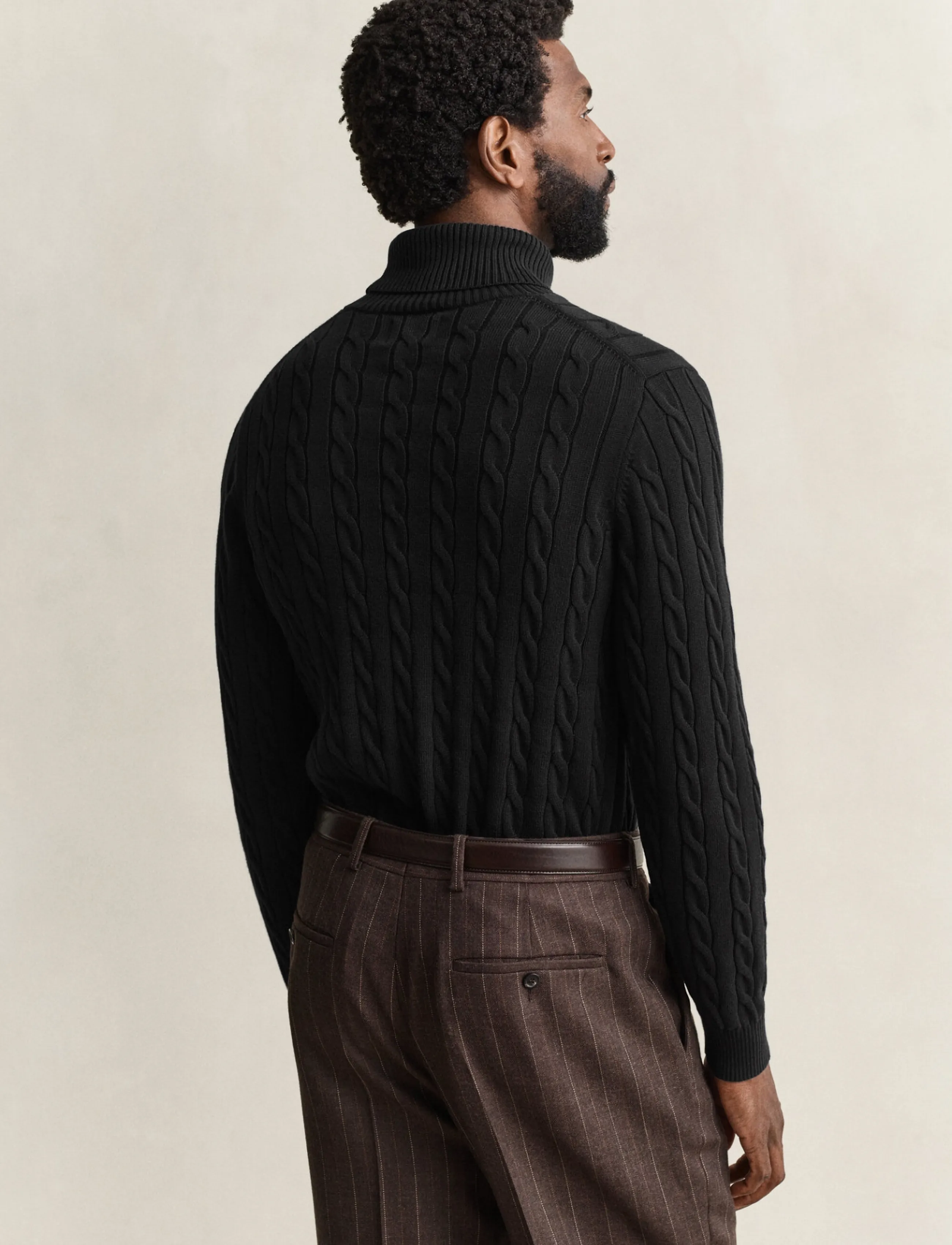 Gant - COTTON CABLE TURTLE NECK - premium styles - black - 3