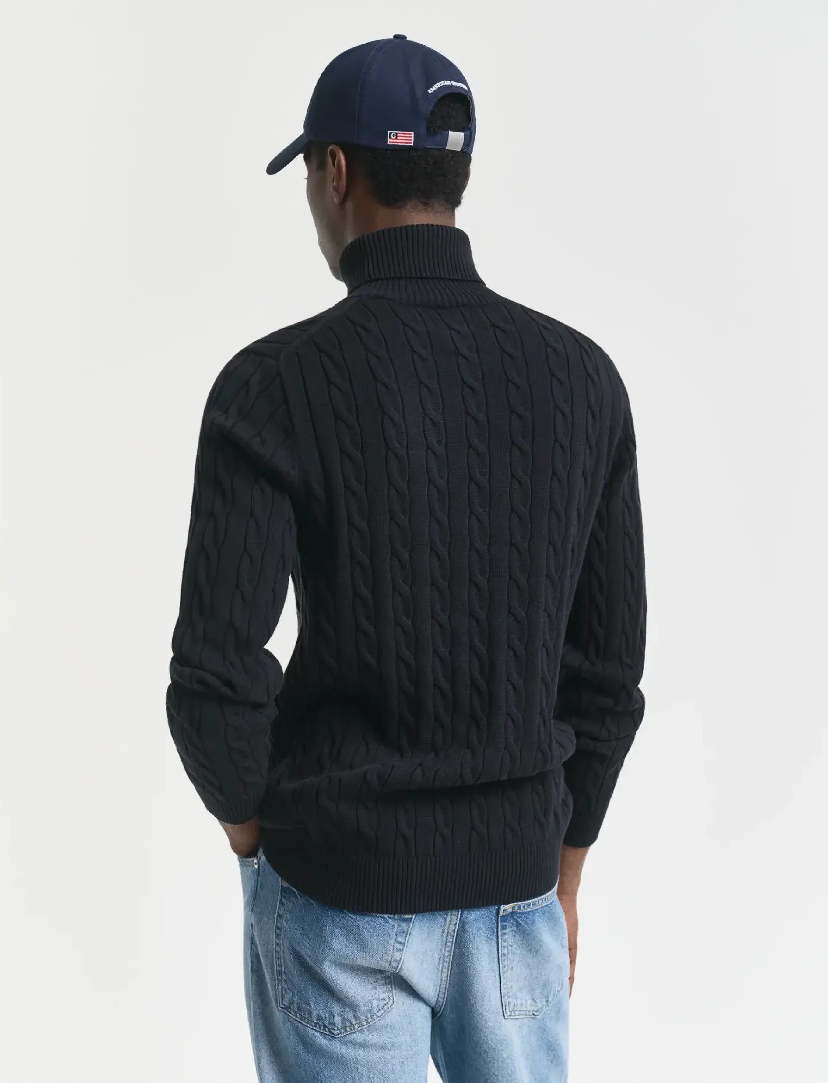 Gant - COTTON CABLE TURTLE NECK - kõrge kaelusega džemprid - black - 3