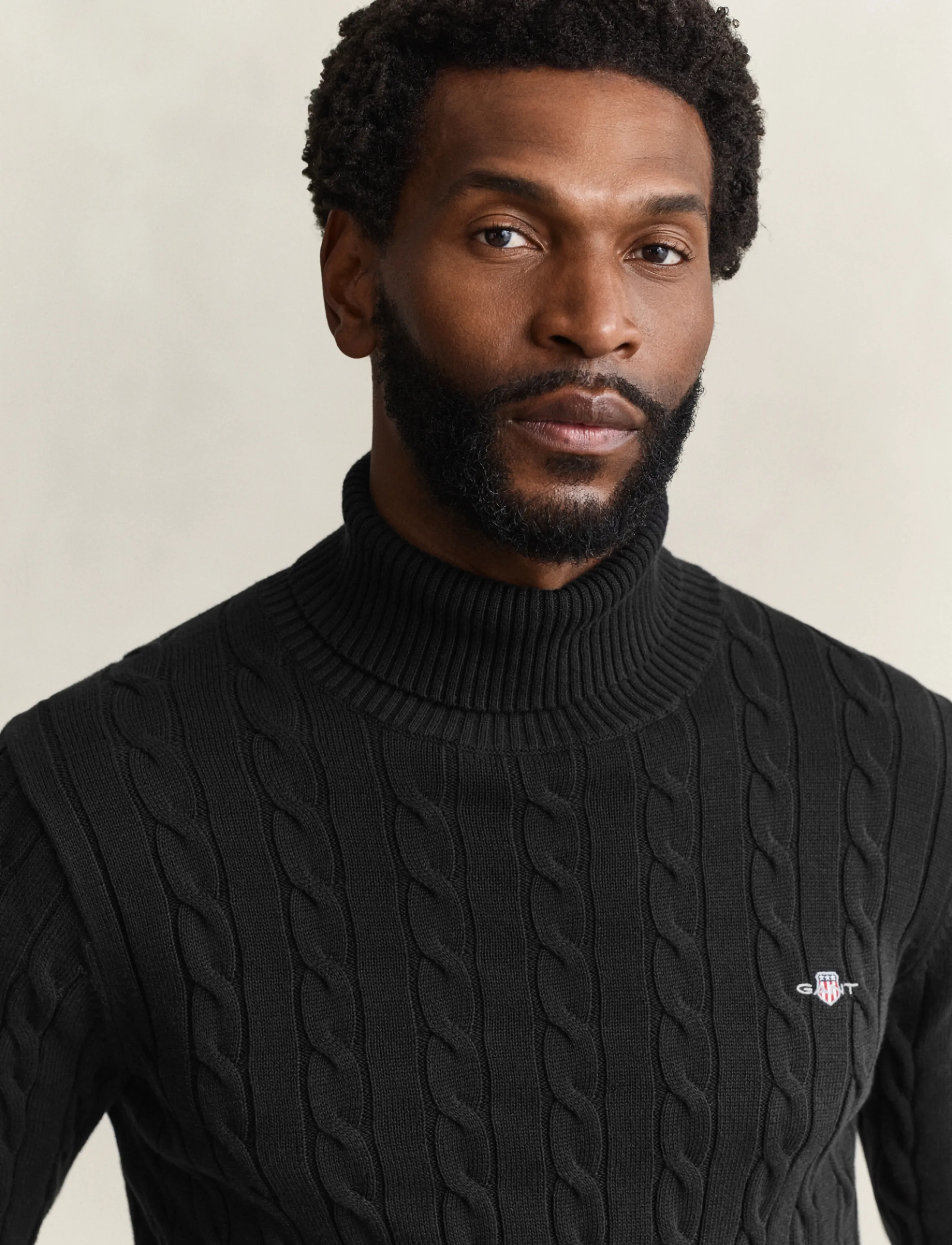 Gant - COTTON CABLE TURTLE NECK - premium styles - black - 4