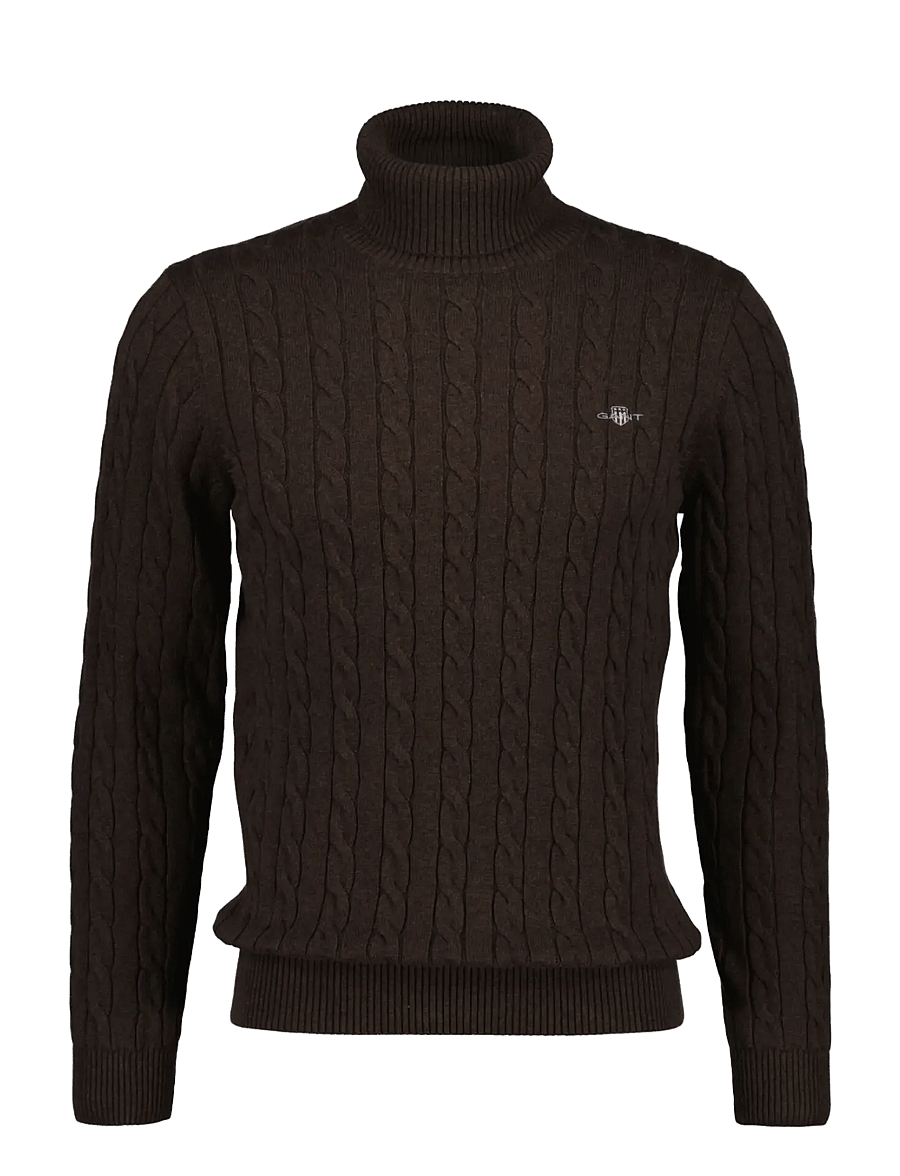 Gant - COTTON CABLE TURTLE NECK - rollkragenpullover - black brown melange - 0