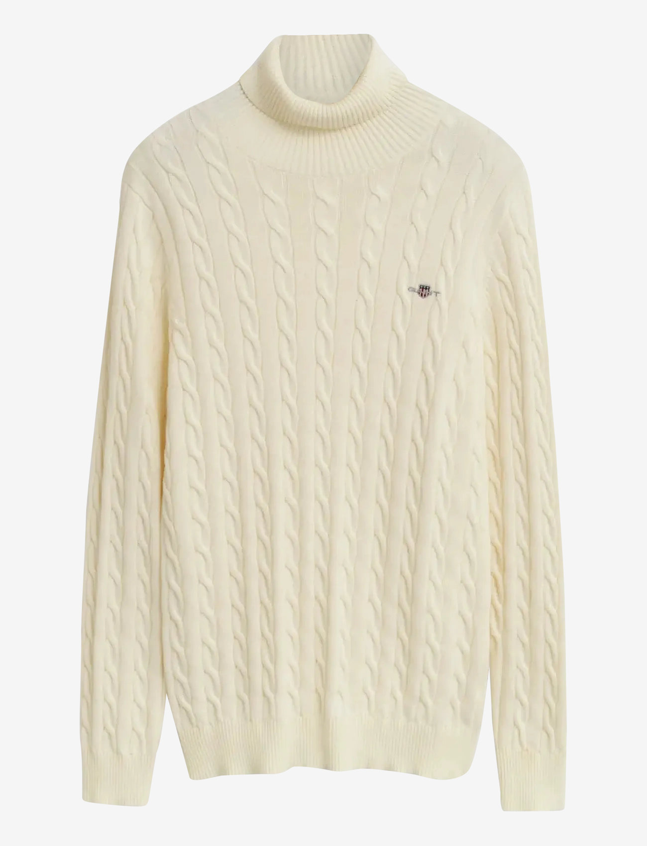 GANT - COTTON CABLE TURTLE NECK - kõrge kaelusega džemprid - cream - 1