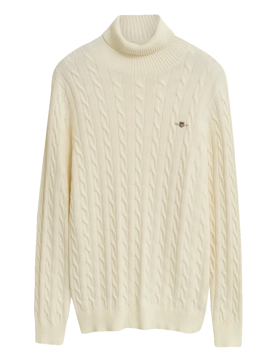 Gant - COTTON CABLE TURTLE NECK - poolokaulus - cream - 1