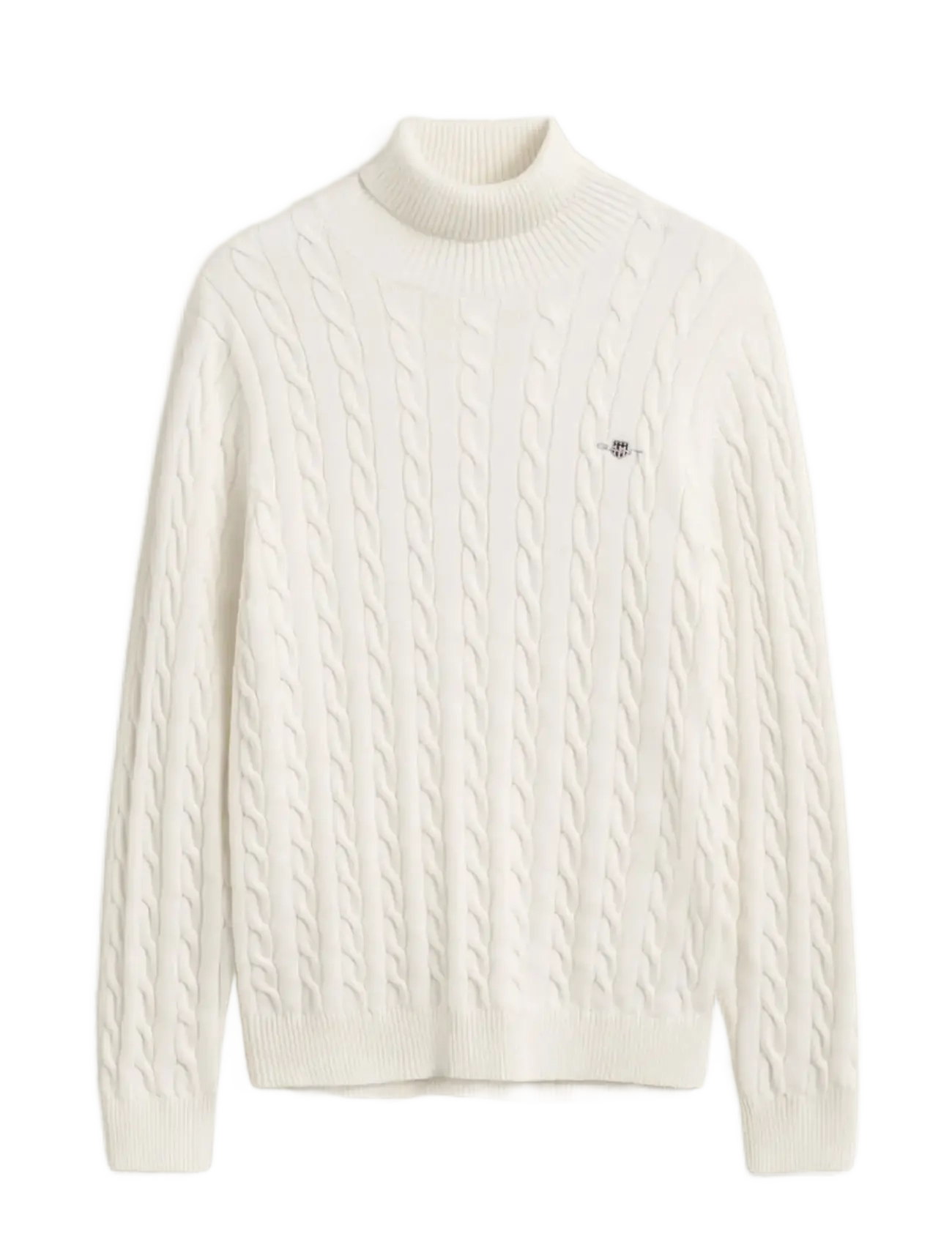 Gant COTTON CABLE TURTLE NECK - Kõrge kaelusega - CREAM / cream