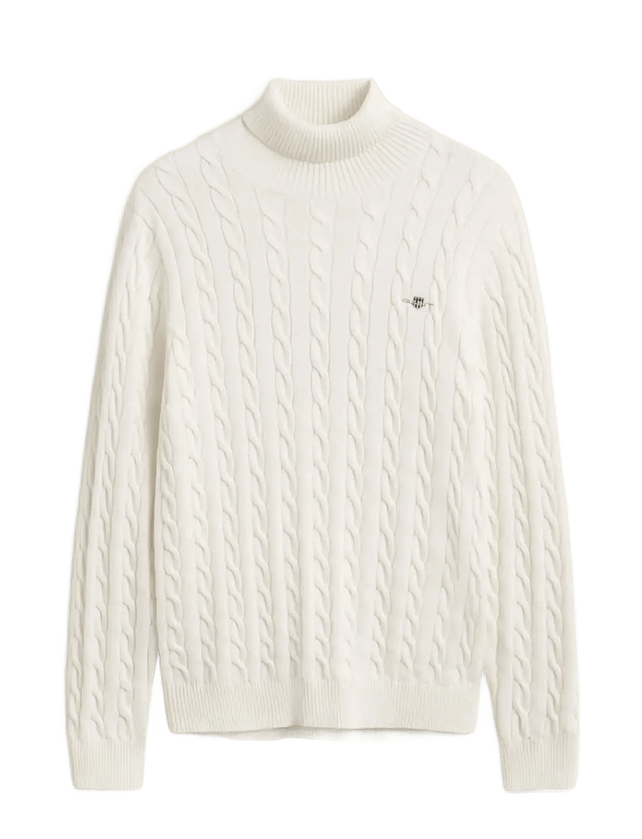Gant - COTTON CABLE TURTLE NECK - rollkragenpullover - cream - 1