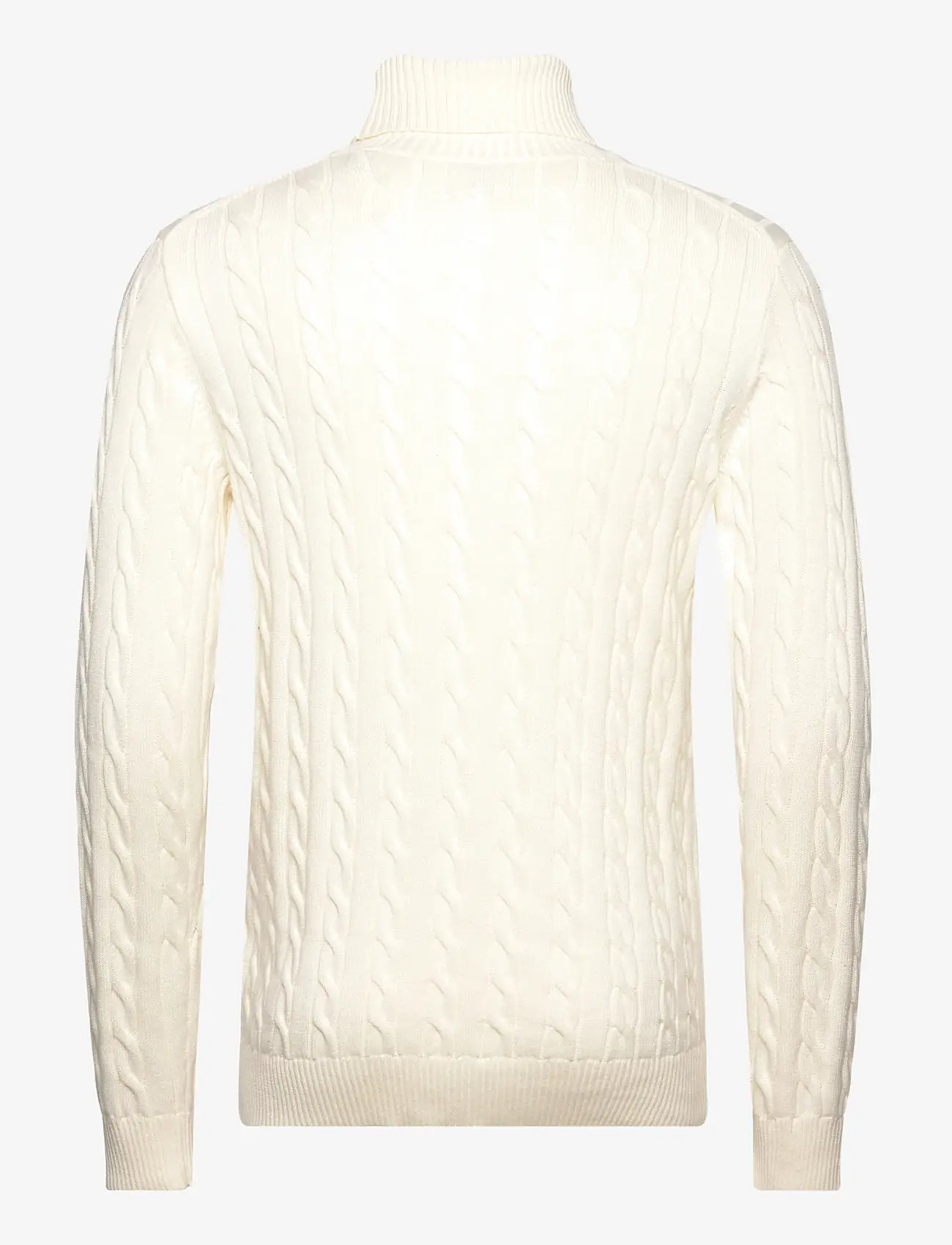 GANT - COTTON CABLE TURTLE NECK - kõrge kaelusega džemprid - cream - 2