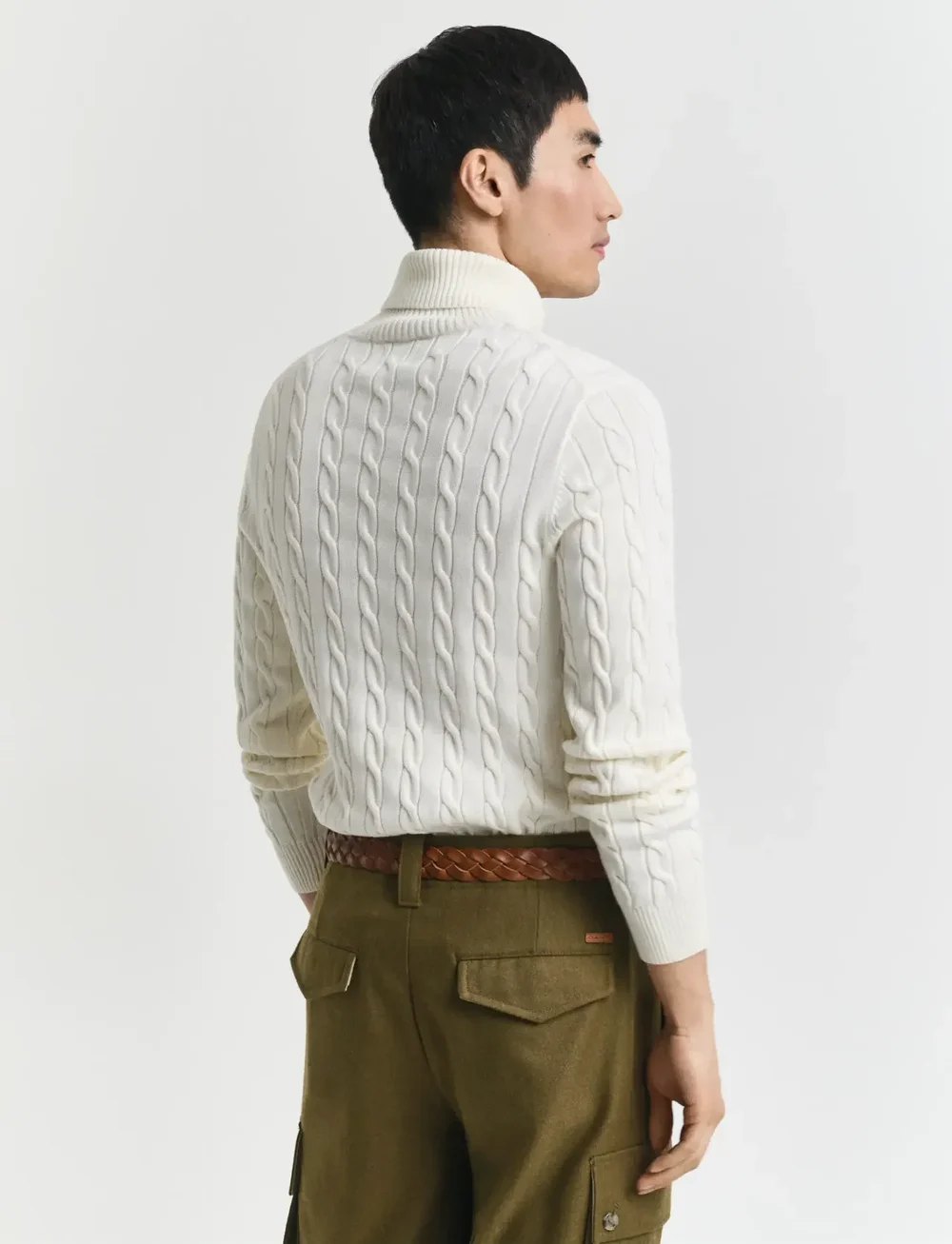 GANT - COTTON CABLE TURTLE NECK - poolokaulus - cream - 3