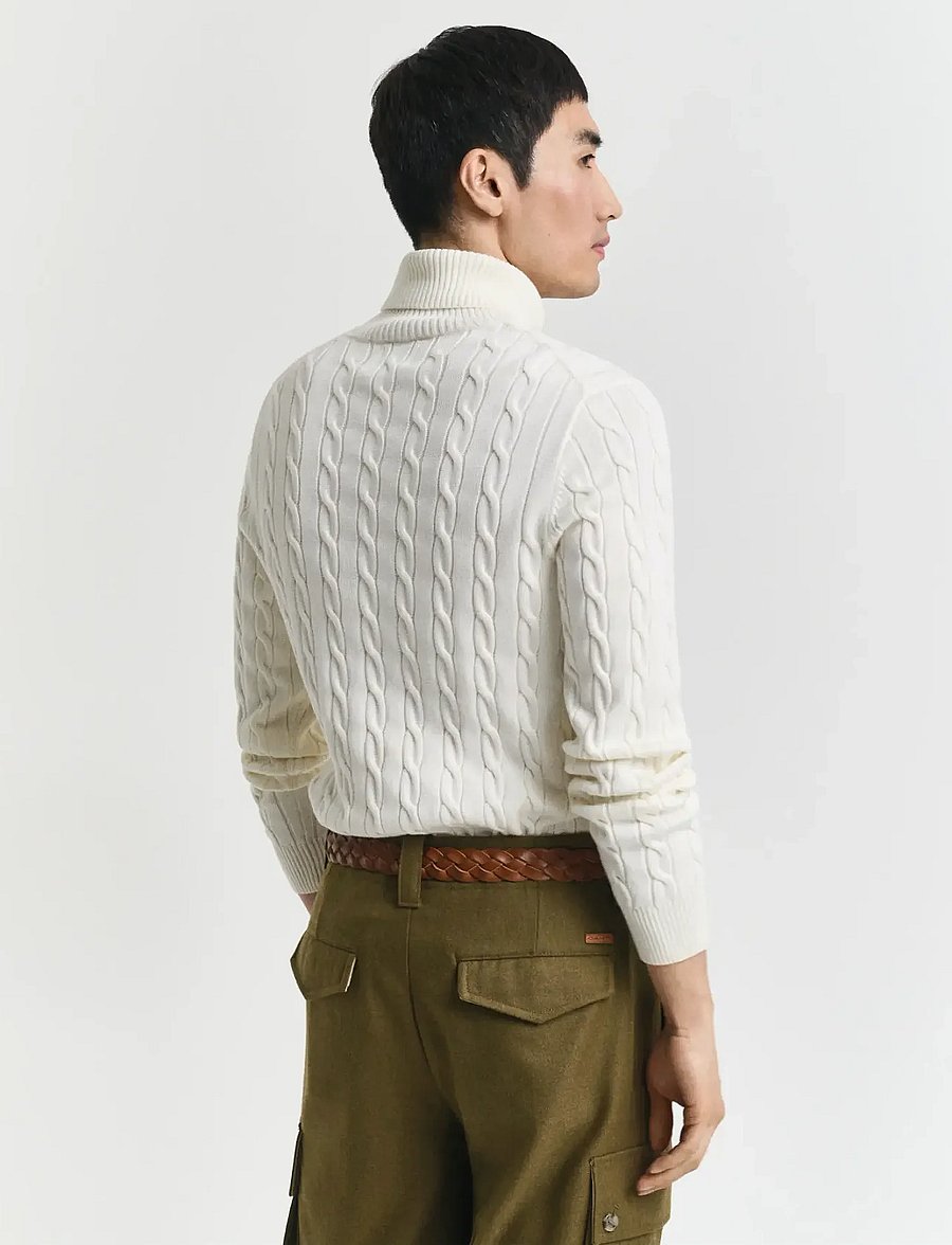Gant - COTTON CABLE TURTLE NECK - poolokaulus - cream - 3