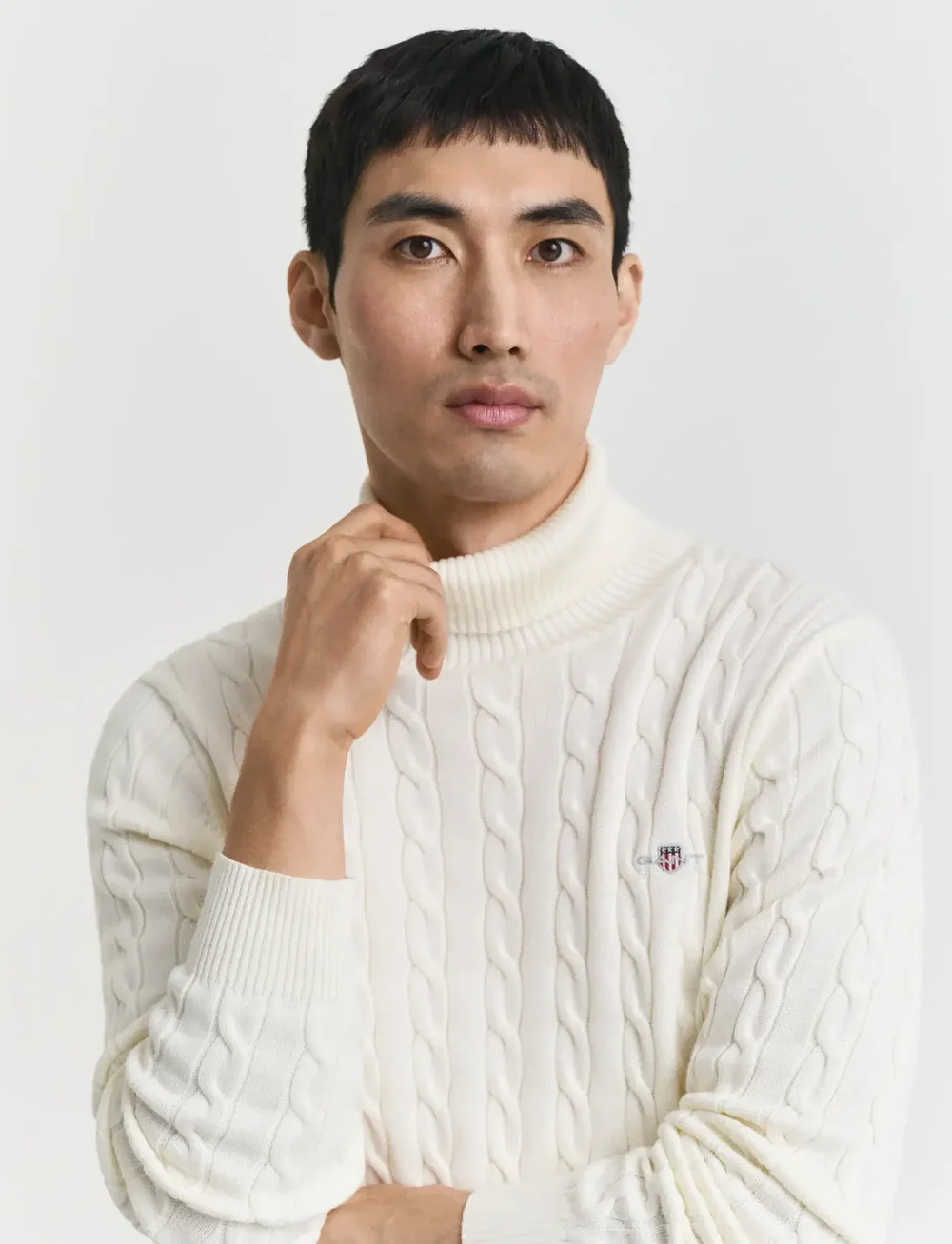 GANT - COTTON CABLE TURTLE NECK - poolokaulus - cream - 4
