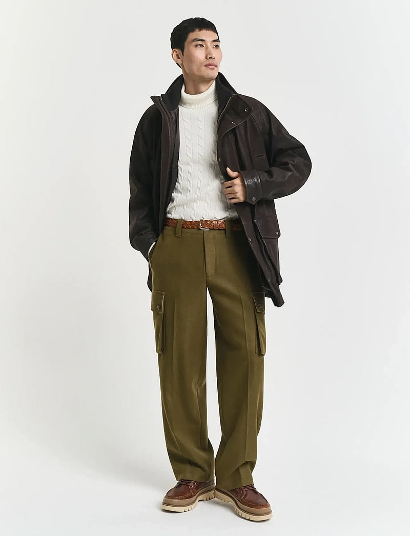 GANT - COTTON CABLE TURTLE NECK - kõrge kaelusega džemprid - cream - 5