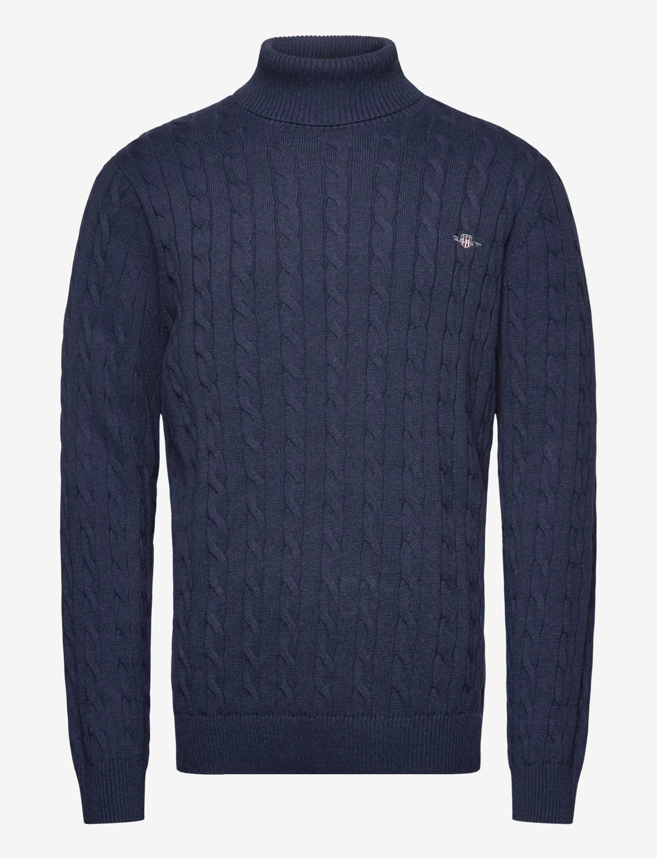 GANT - COTTON CABLE TURTLE NECK - efterårstøj - dark jeansblue melange - 0