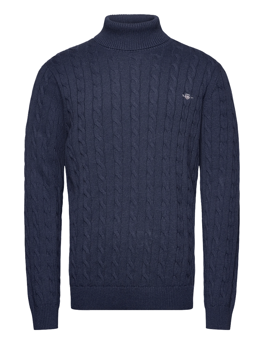 Gant - COTTON CABLE TURTLE NECK - rollkragenpullover - dark jeansblue melange - 0