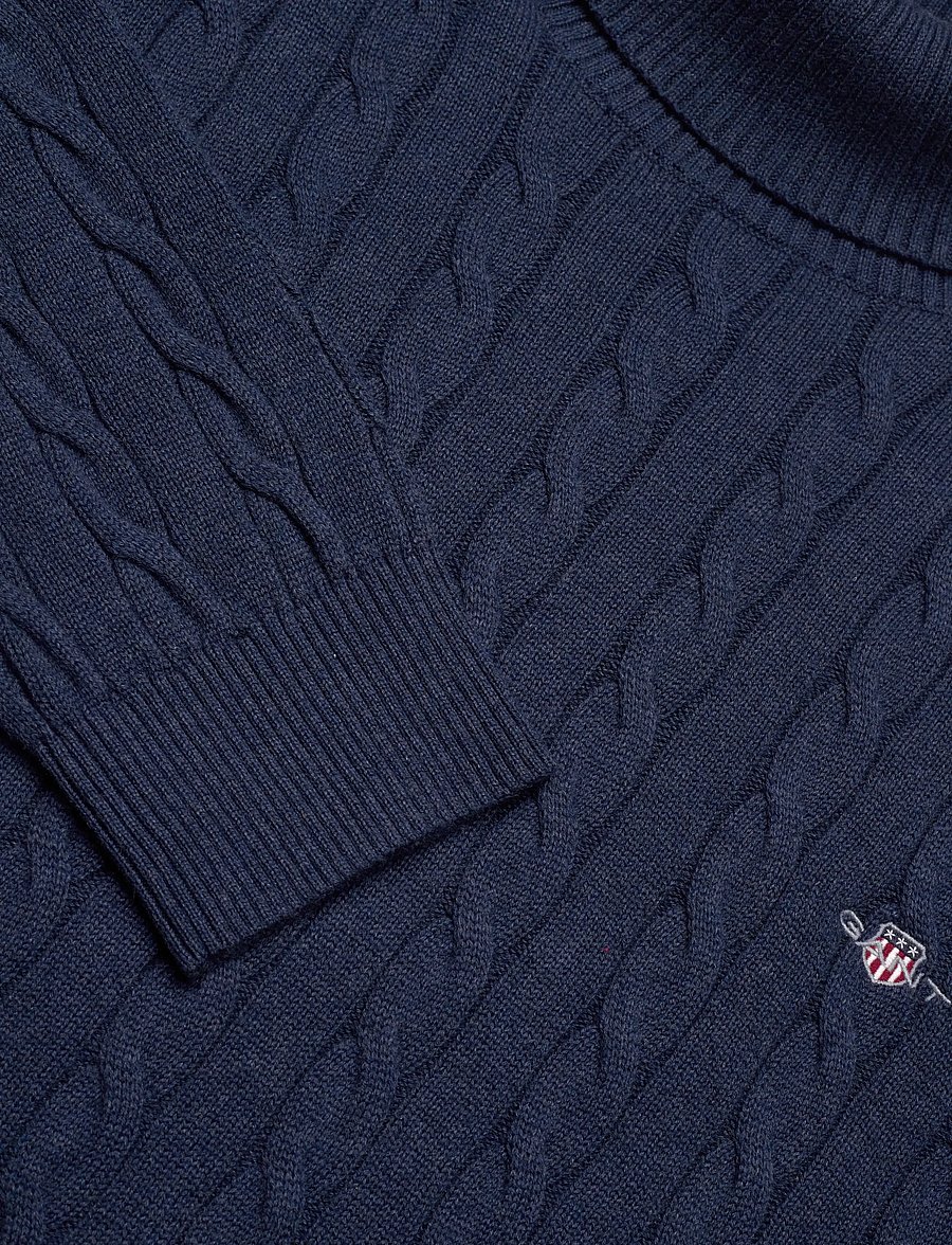 Gant - COTTON CABLE TURTLE NECK - rollkragenpullover - dark jeansblue melange - 2